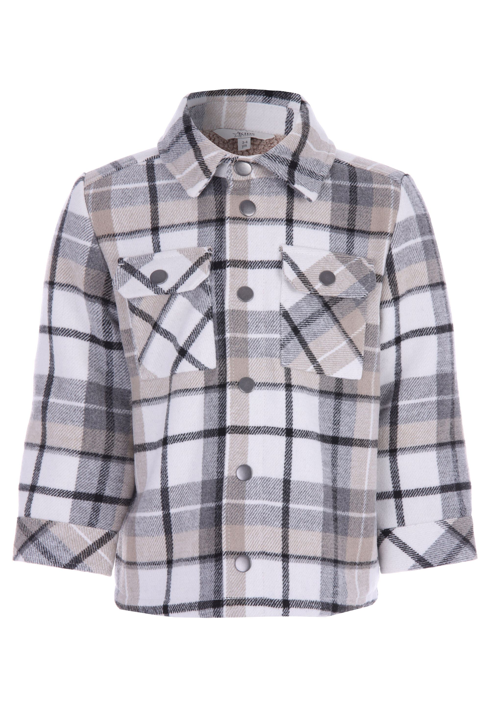 Younger Boys Charcoal and Grey Check Shacket