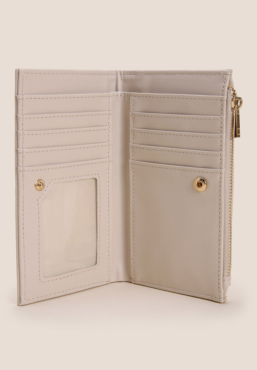 Womens Cream Slimline Textured Purse