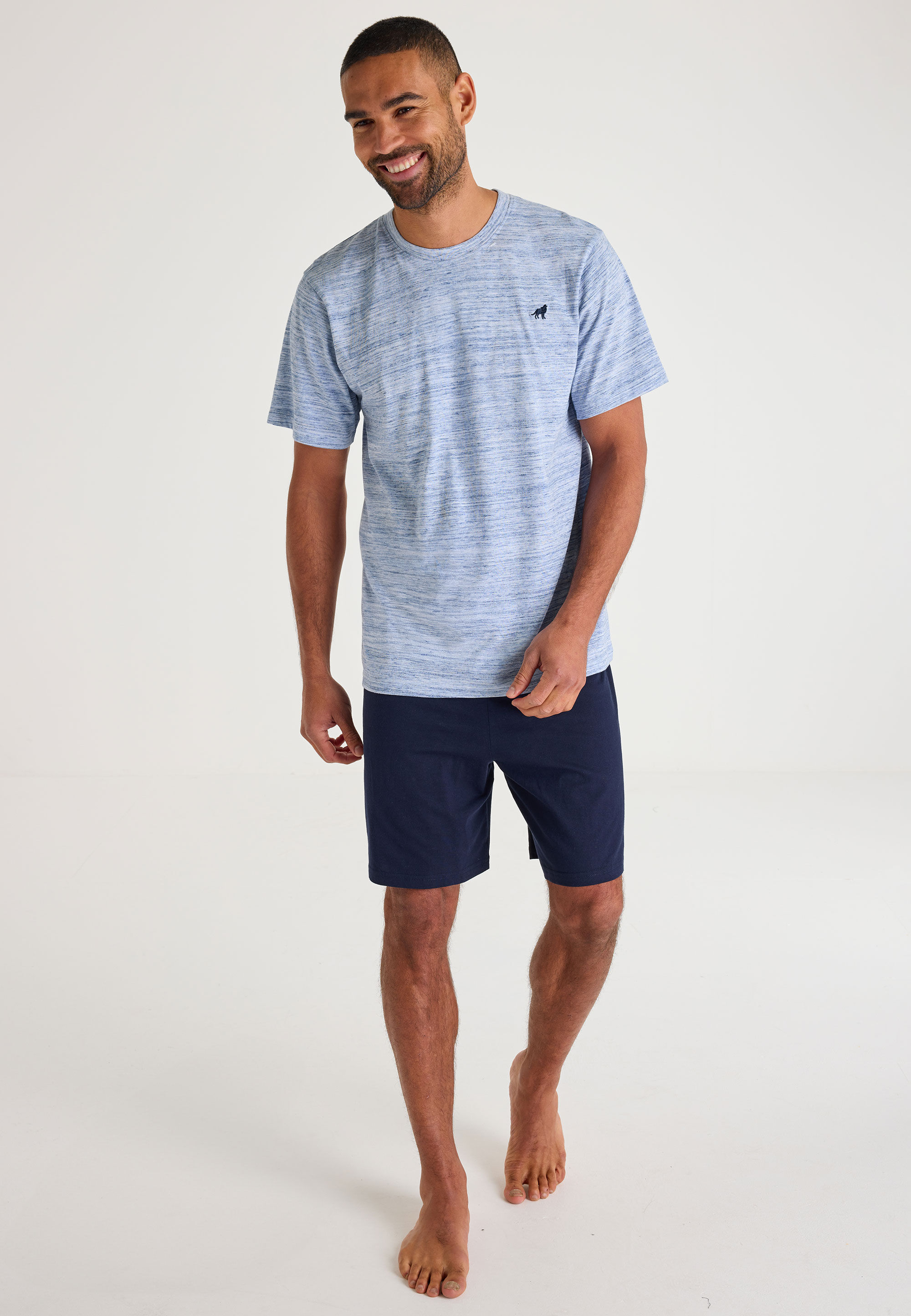 Mens Blue Marl Jersey Pyjama Top