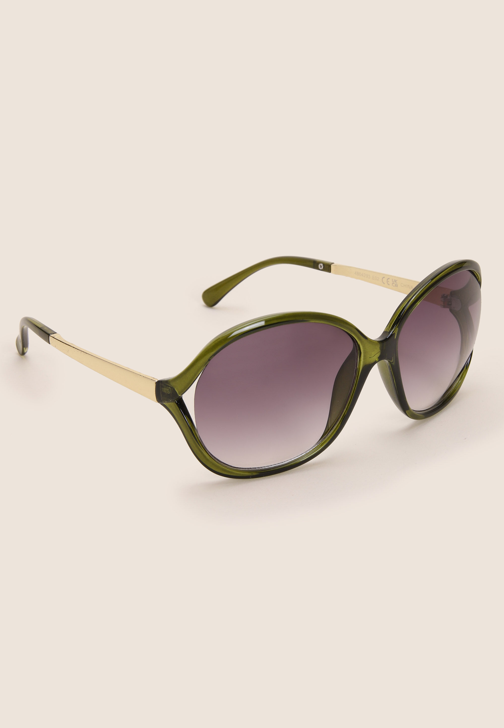 Womens Green Cut Out Large Rectangle Sunglasses
