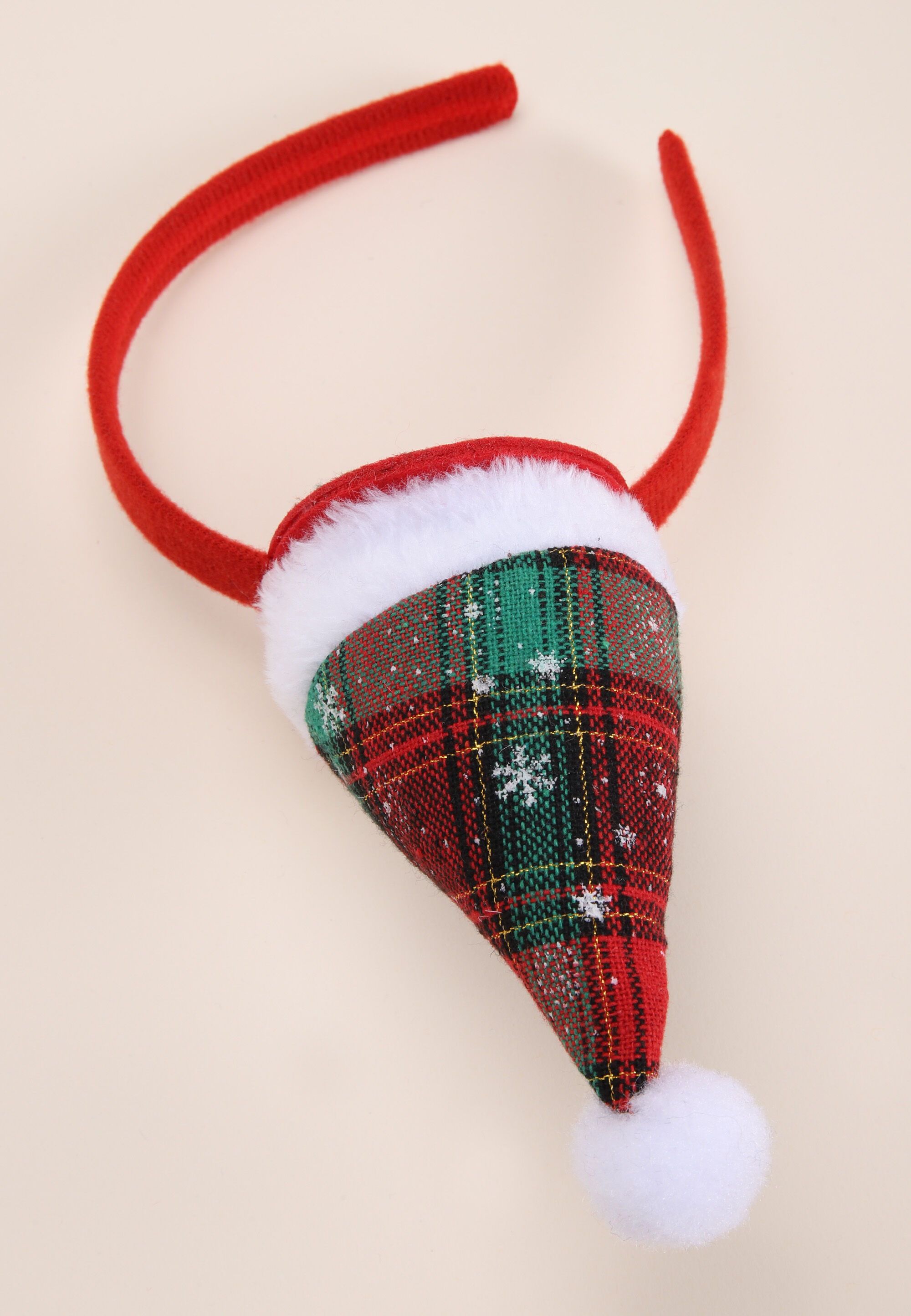 Red Tartan Christmas Hat Headband
