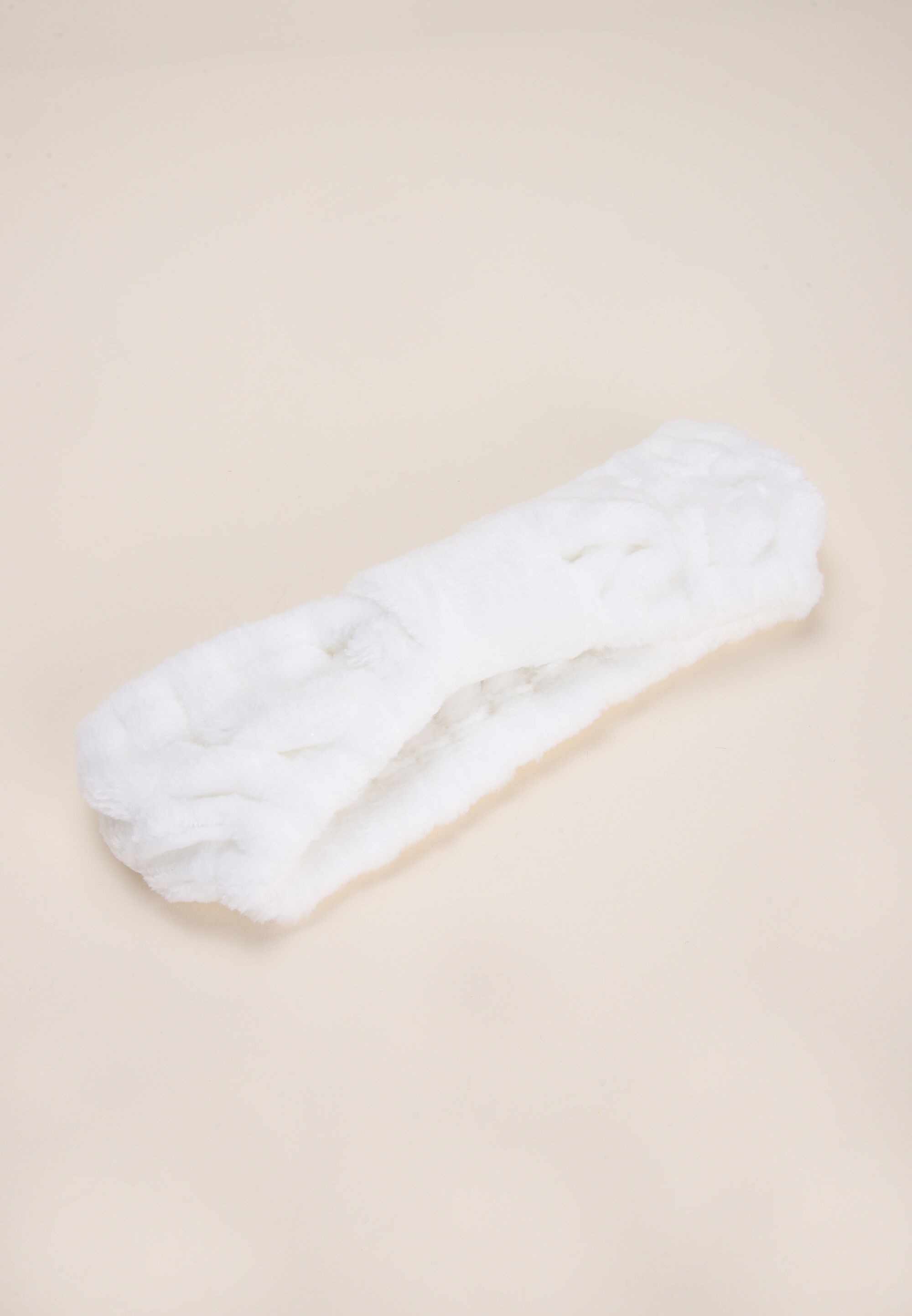 Womens White Fleece Bow Headband
