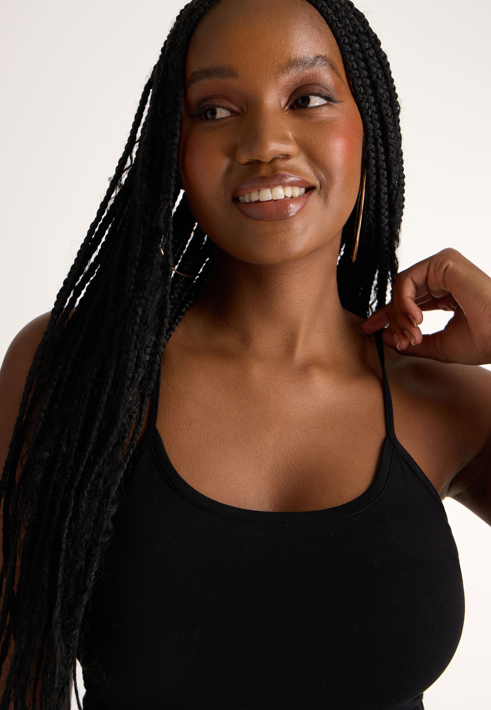 Womens Black Long Line Stretch Cami