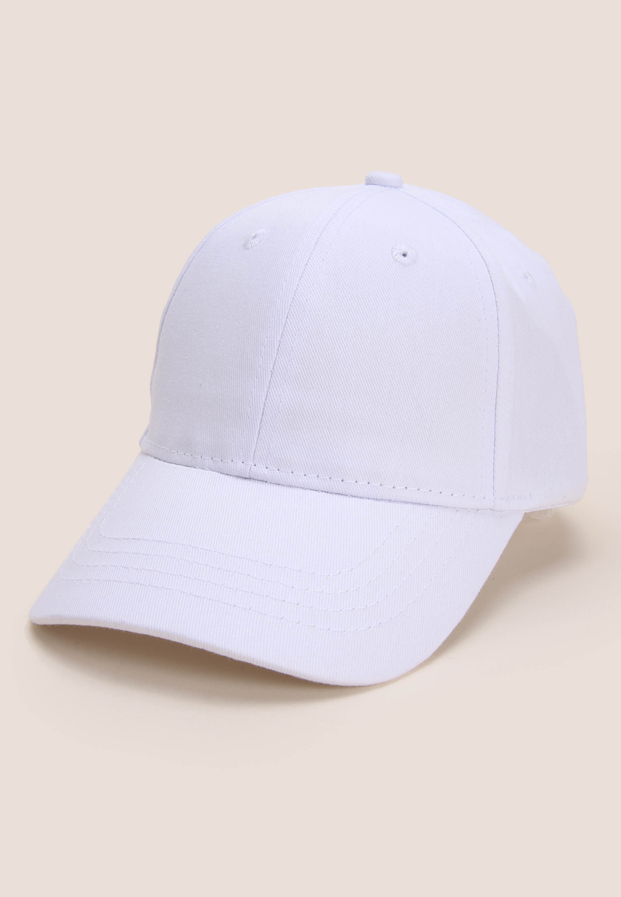 Older Boys White Plain Baseball Cap