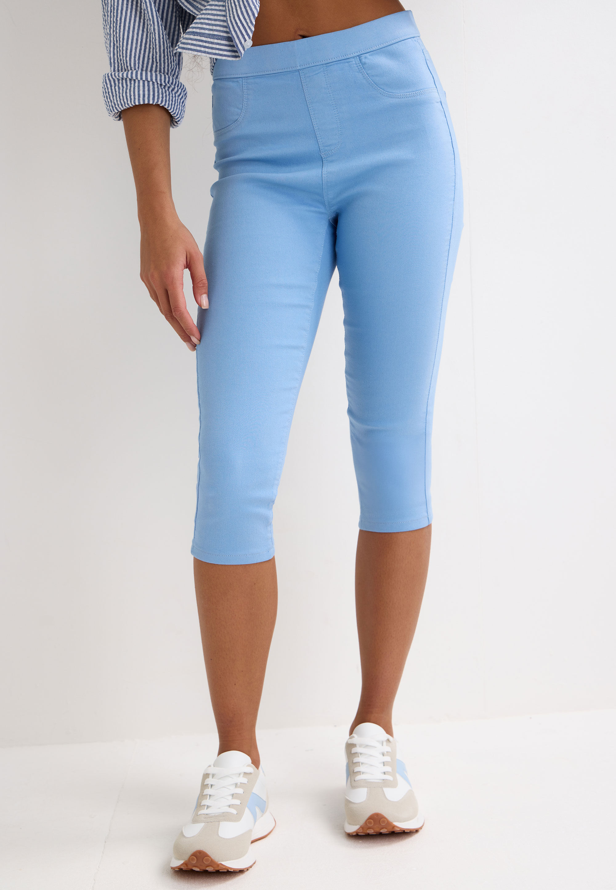 Womens Light Blue Plain Kate Cropped Jeggings