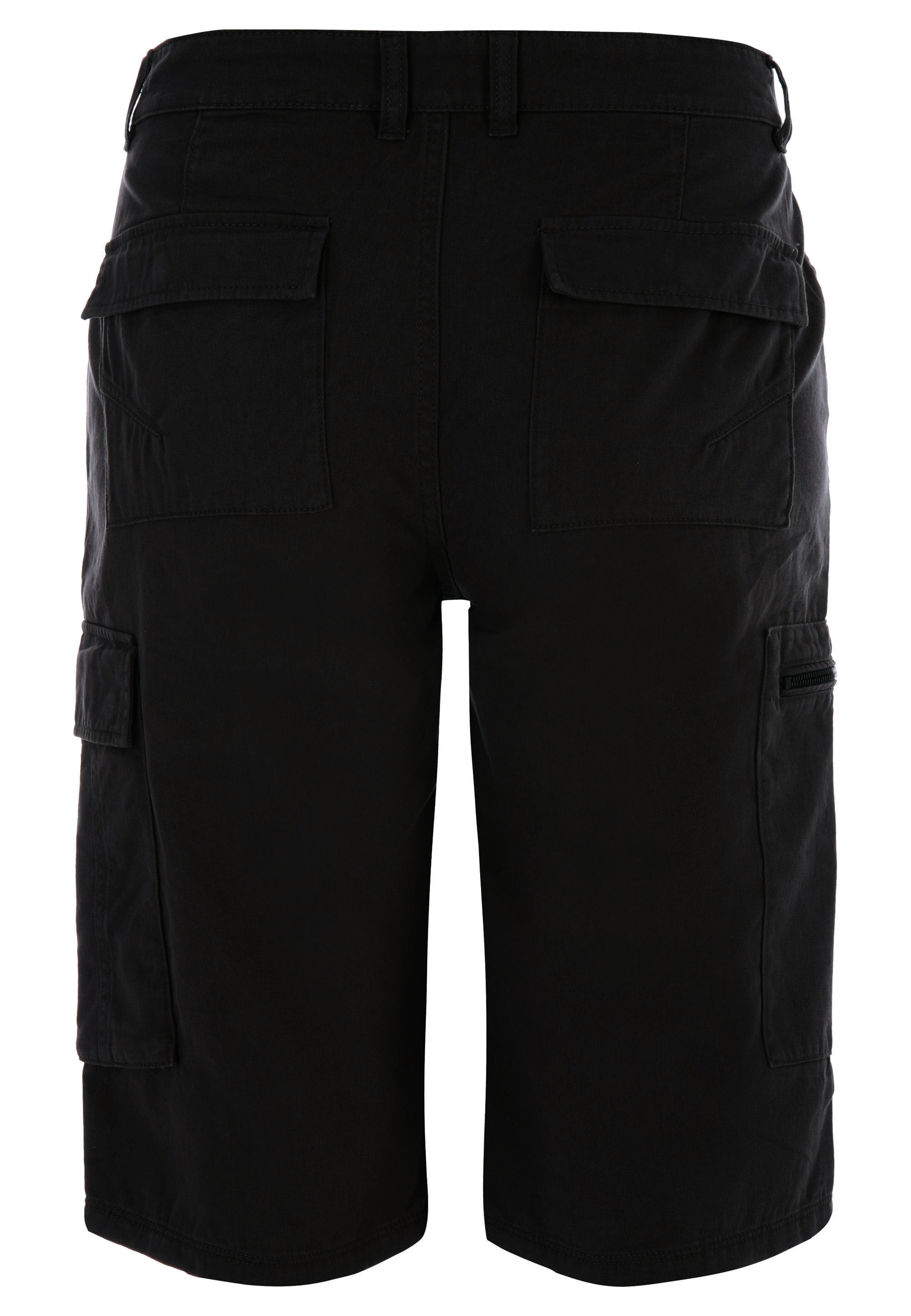 Mens Black Plain Three Quarter Cargo Shorts