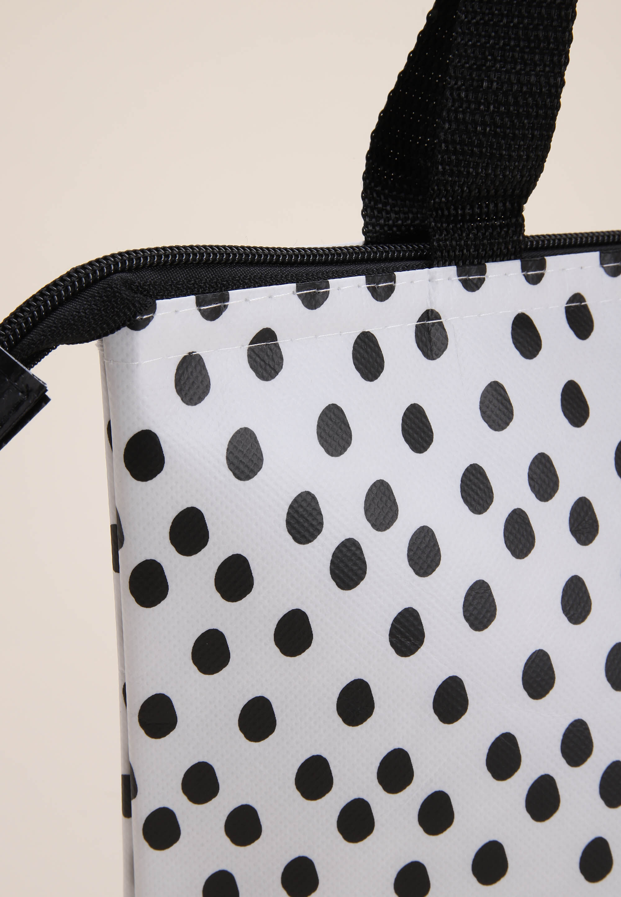 Womens White & Black Spot Lunch Bag