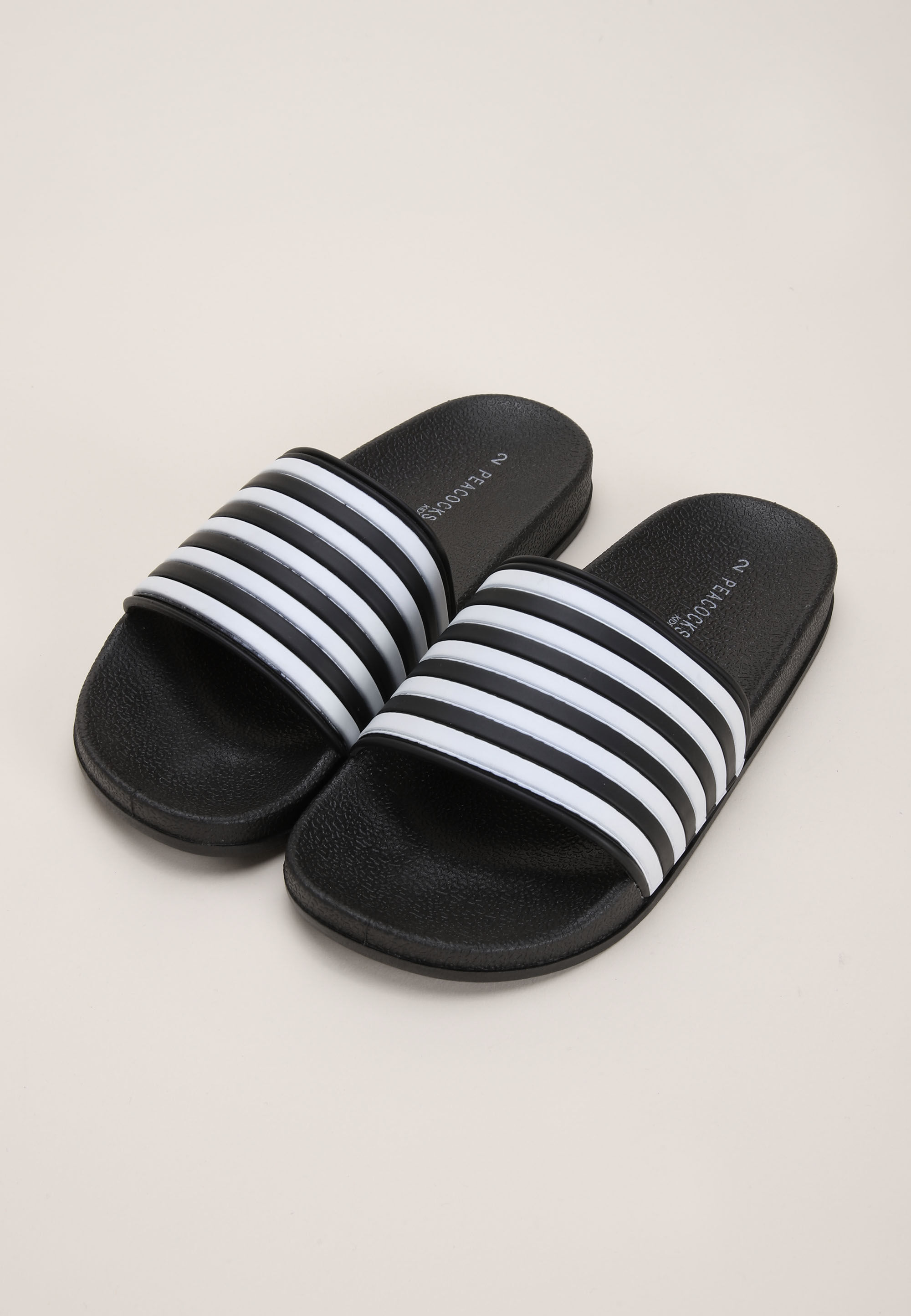Older Boys Black Stripe Slider Sandals