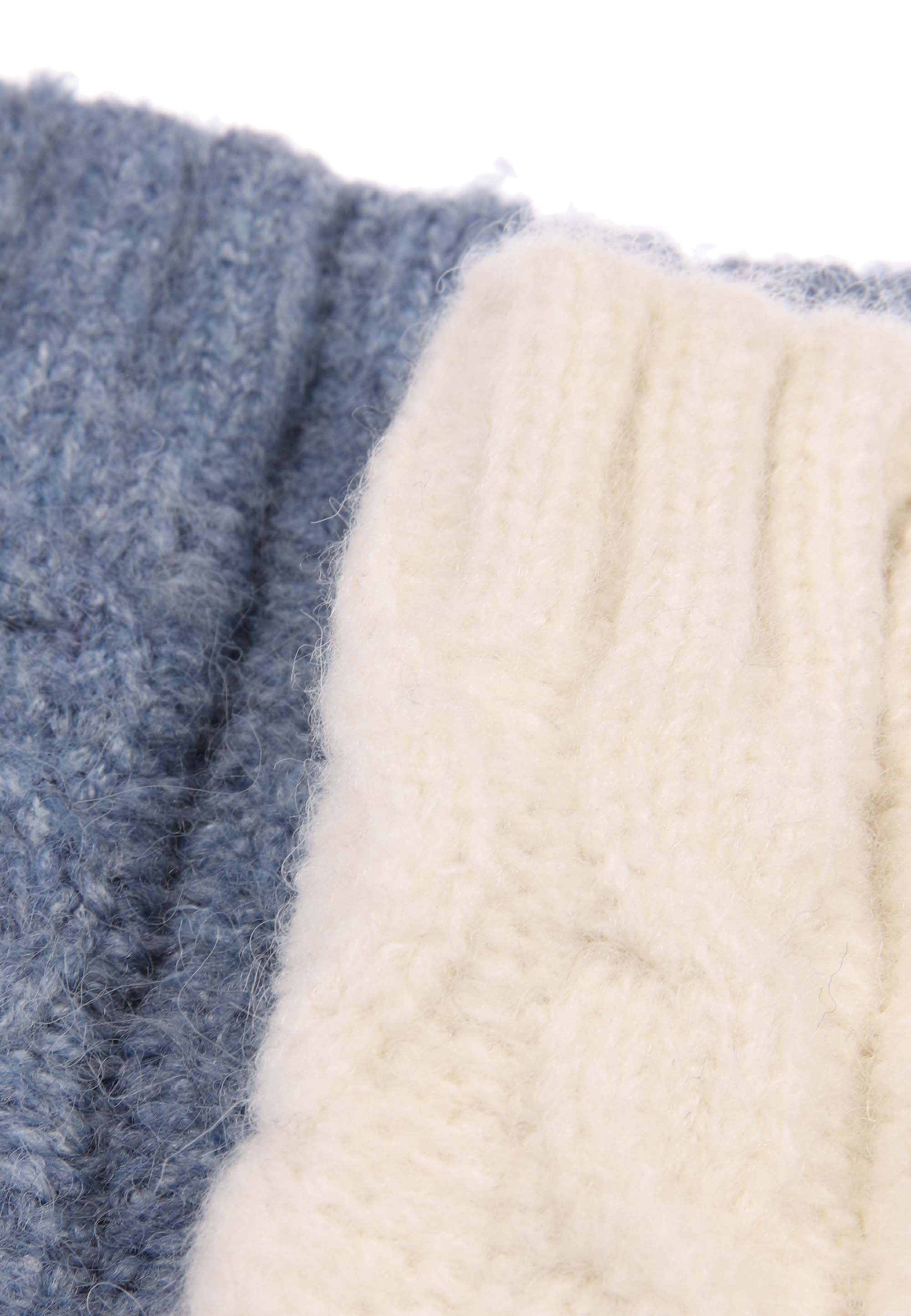 Womens 2pk Blue & Cream Heavy Weight Cable Socks