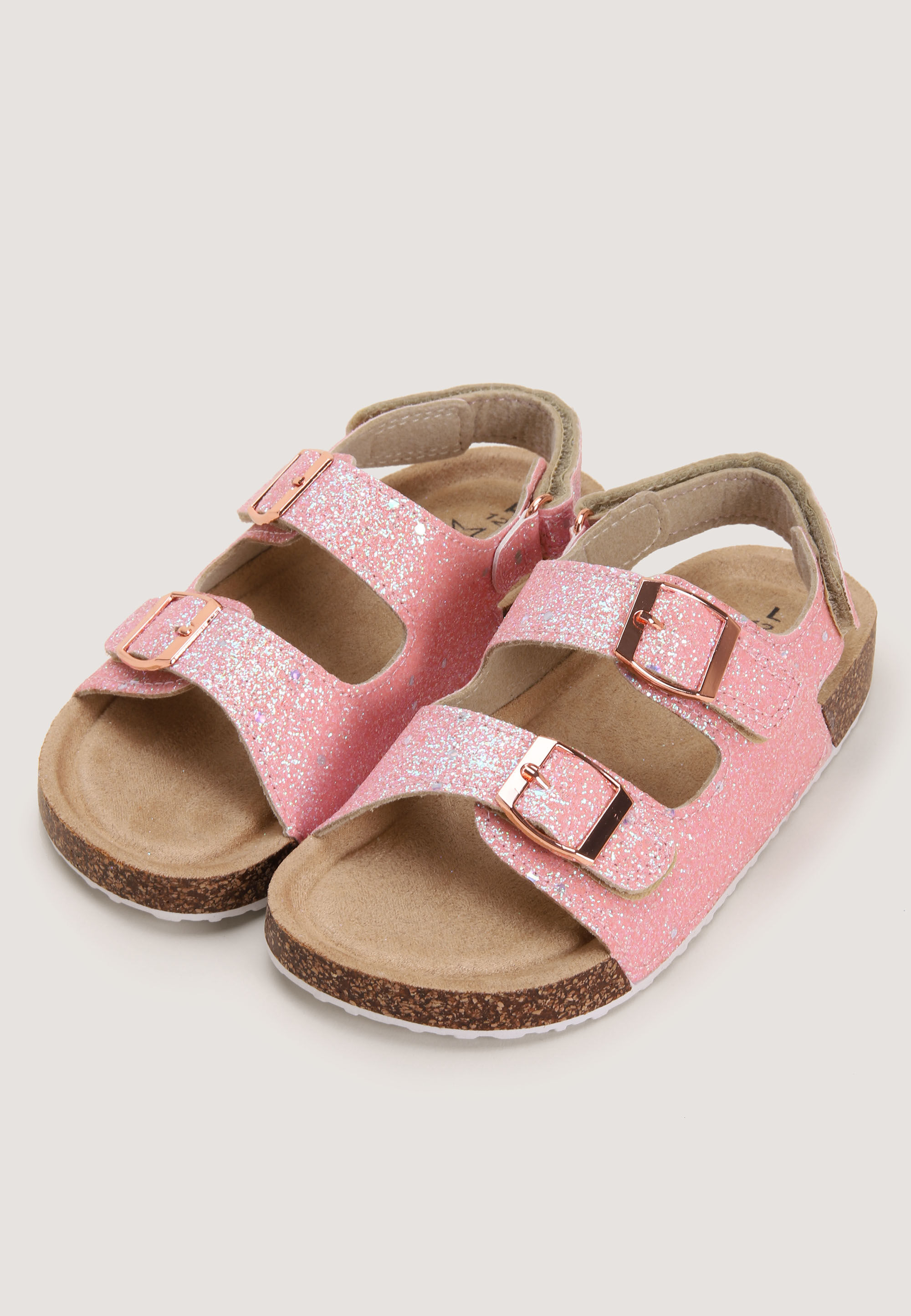 Younger Girls Pink Glitter Footbed Sandals
