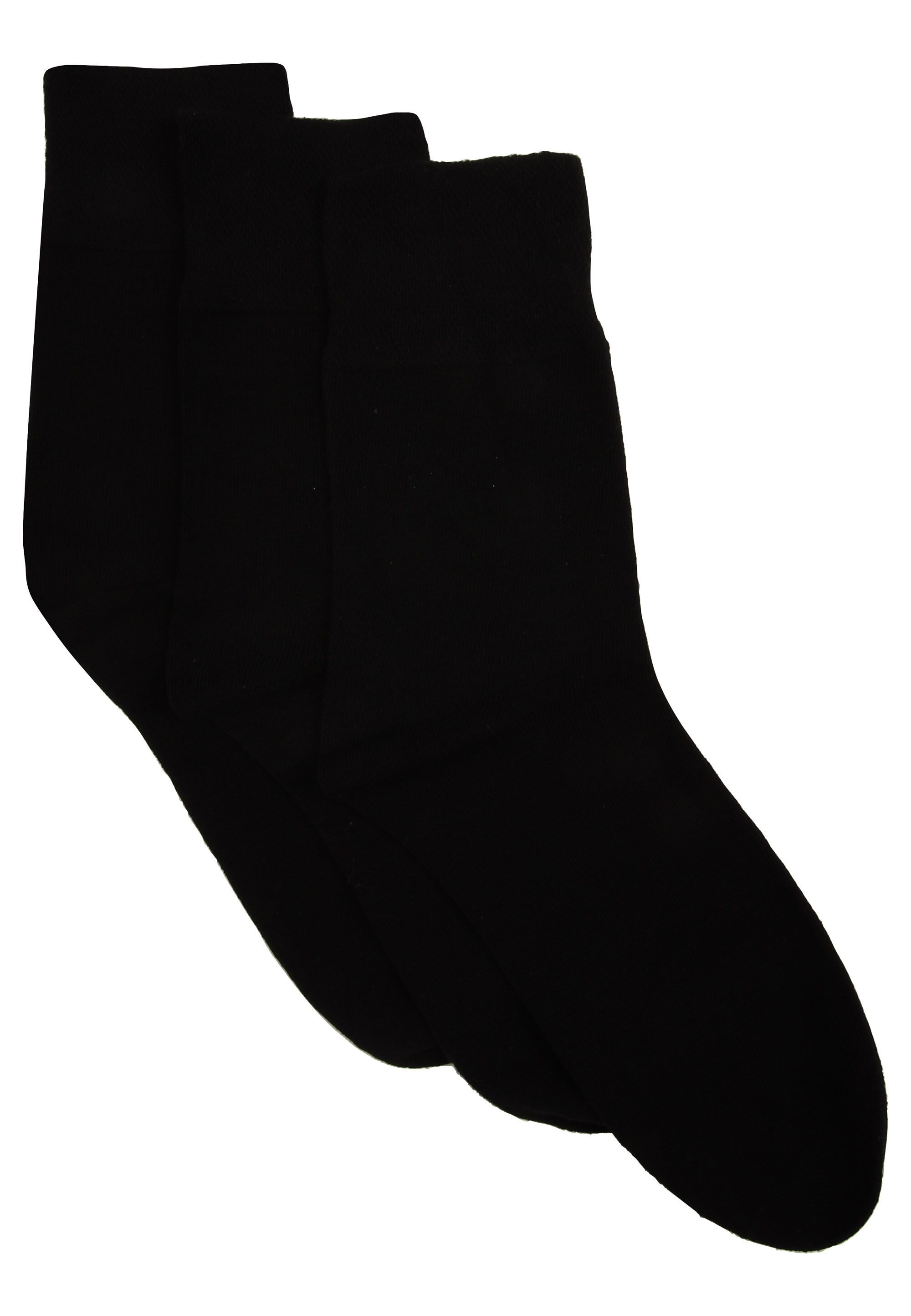 Womens 3pk Black Soft Top No-Marks Socks