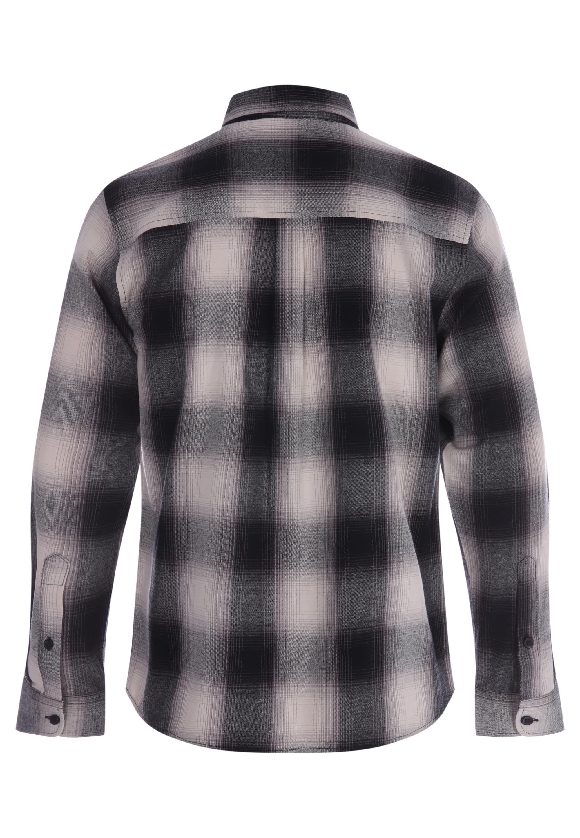 Mens Black & Ecru Flannel Check Shirt