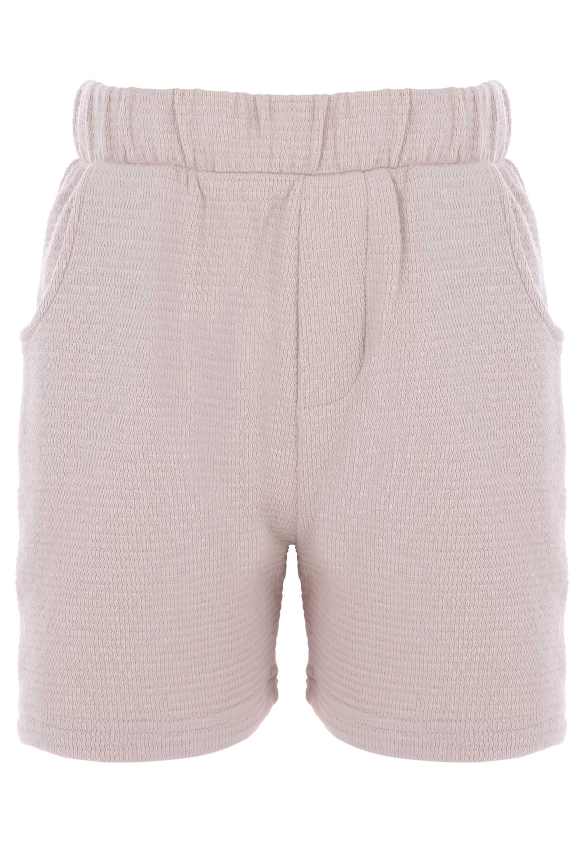 Younger Boys Stone Waffle Texture T-Shirt & Shorts Set