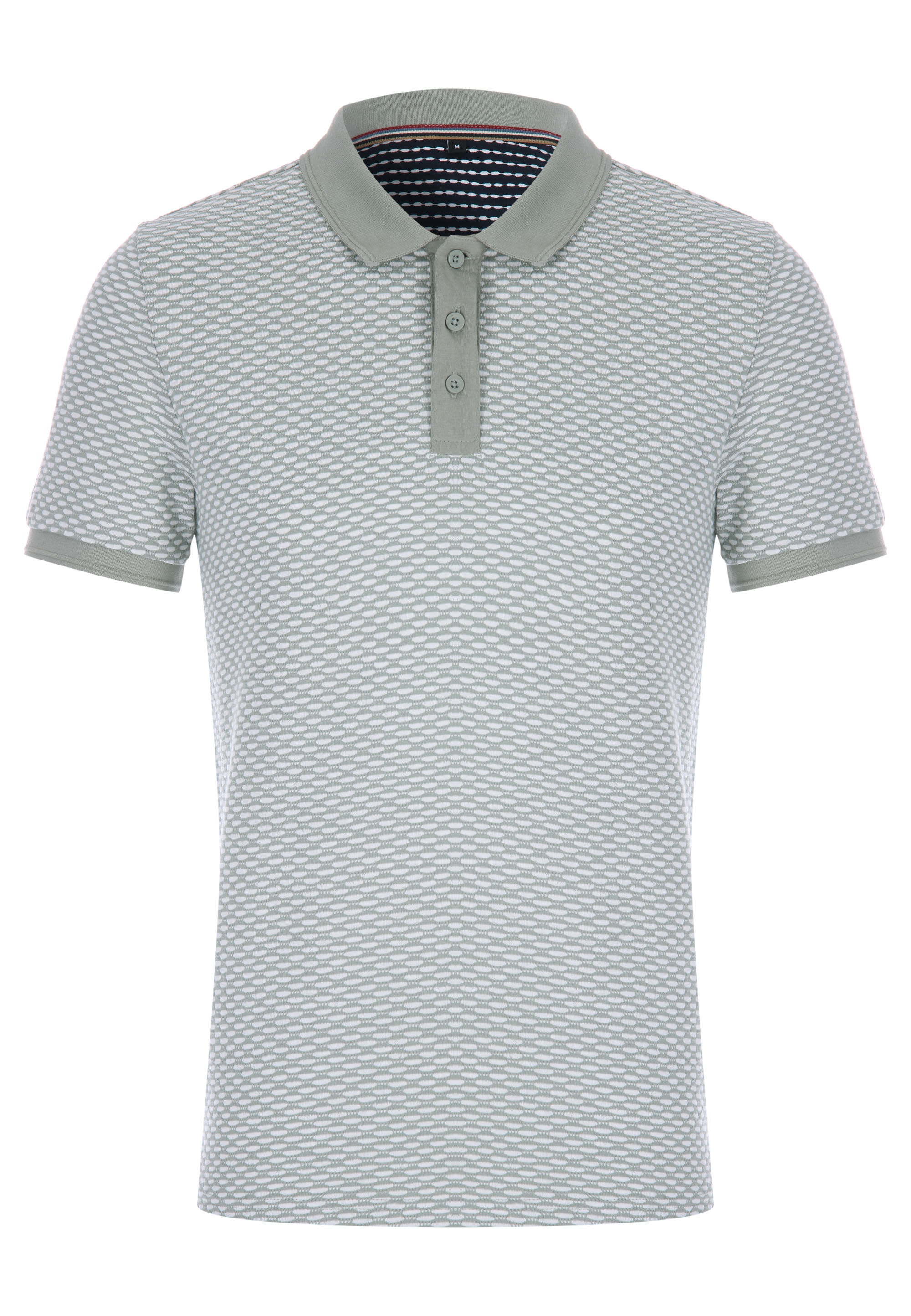 Mens Green Two Tone Textured Polo Shirt