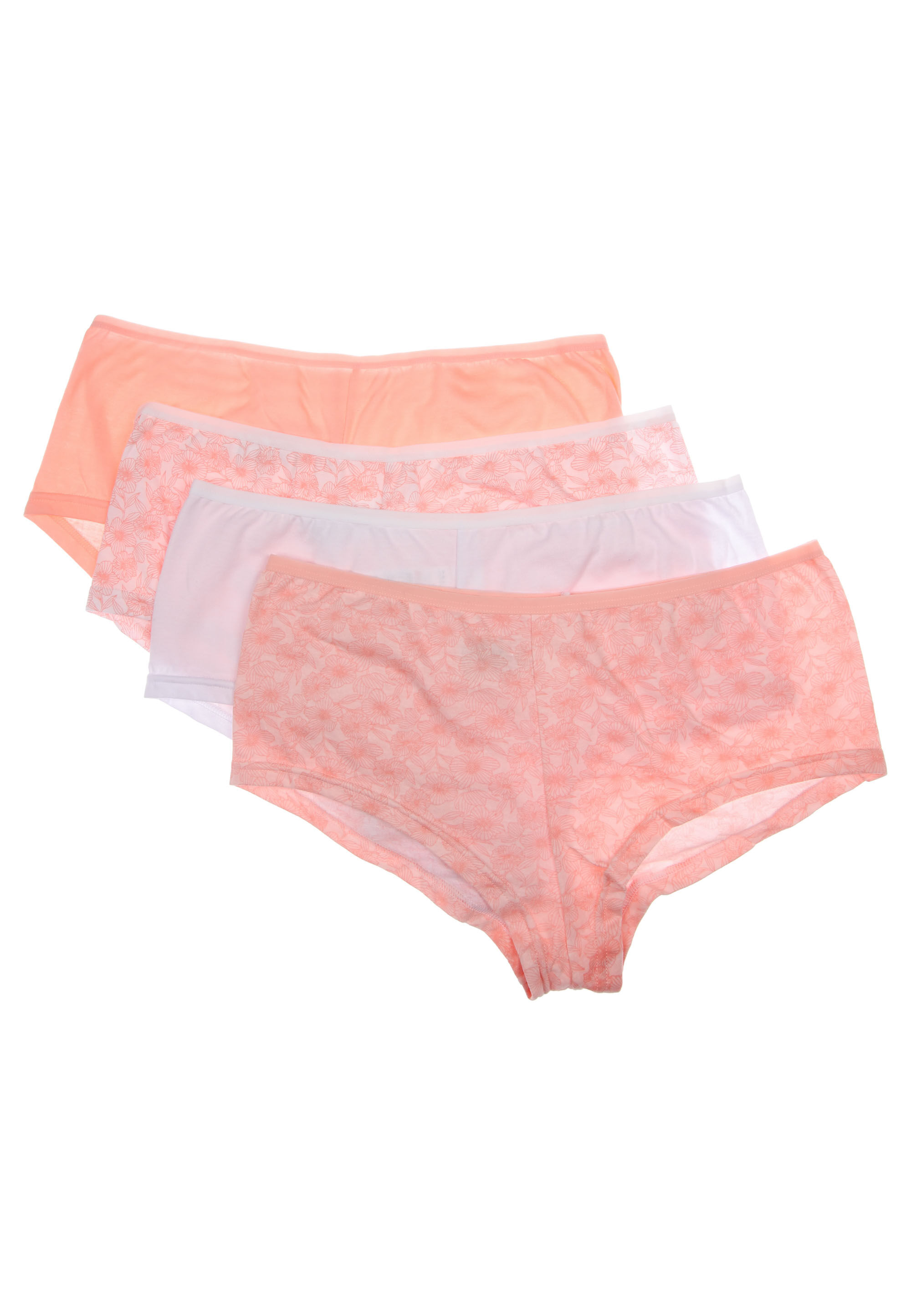 Womens 4pk Peach Floral Shorts Briefs