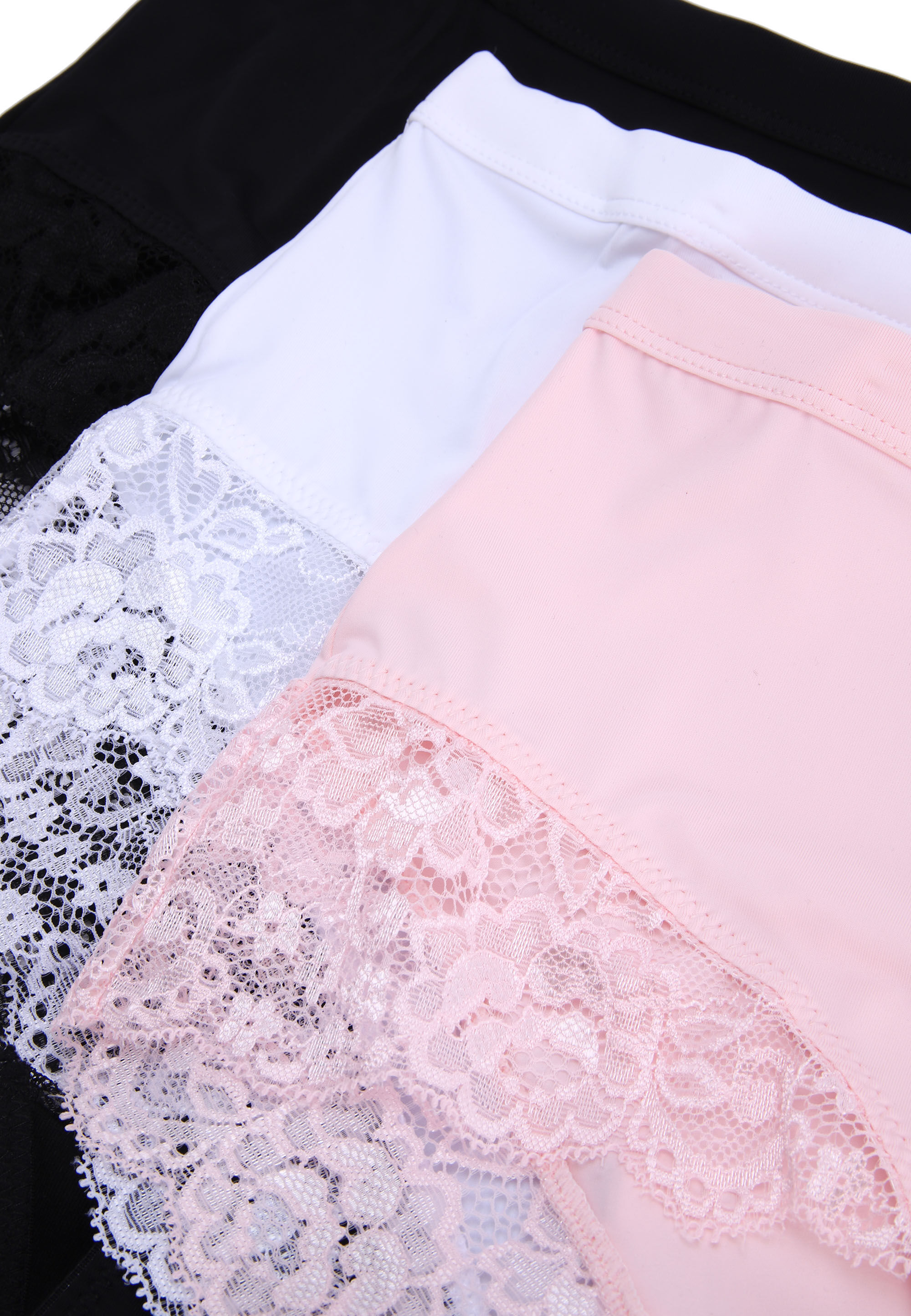 Womens 3pk Natural, White & Black High Waist Lace Briefs