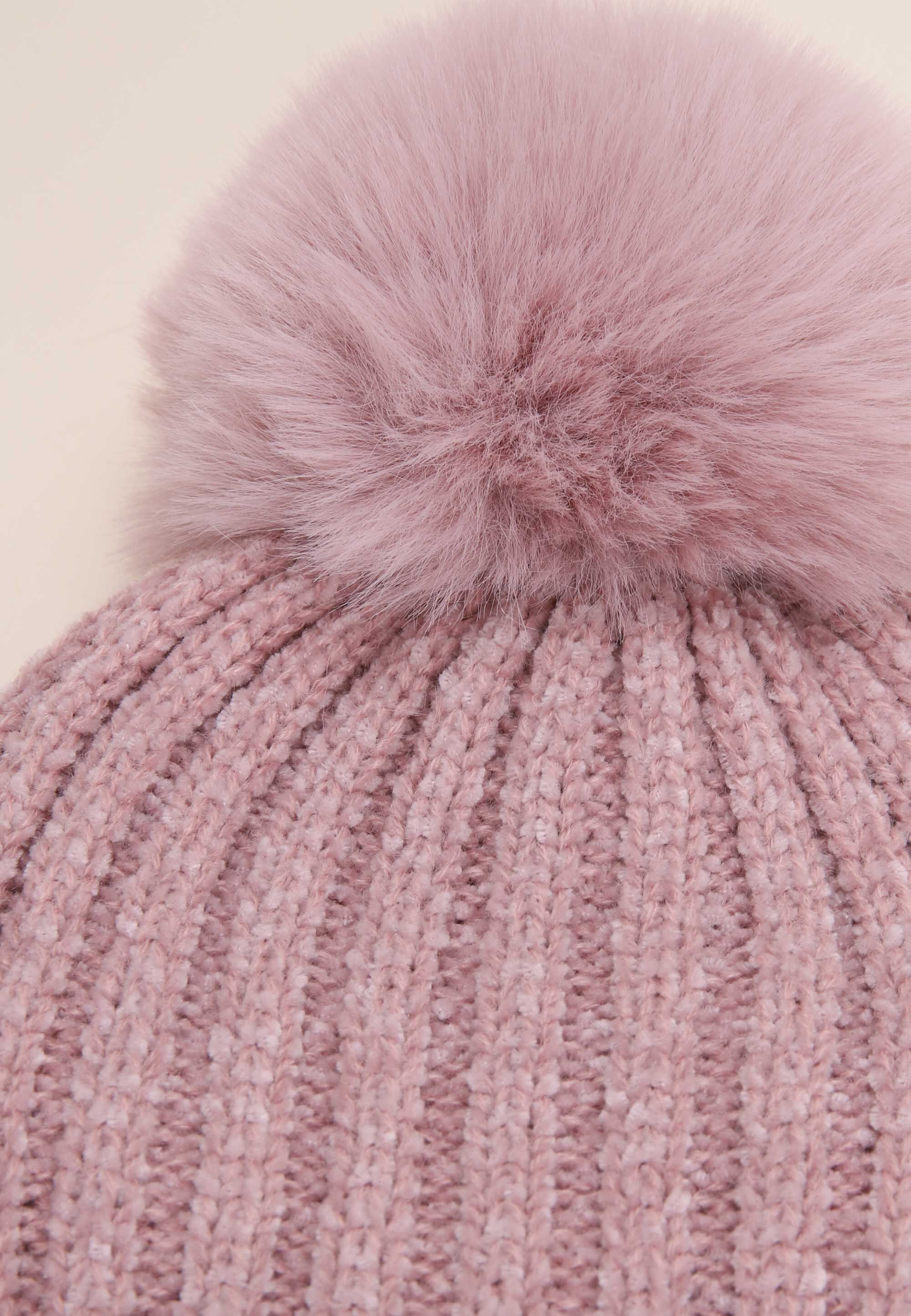 Womens Pink Knit Thinsulate Bobble Beanie Hat