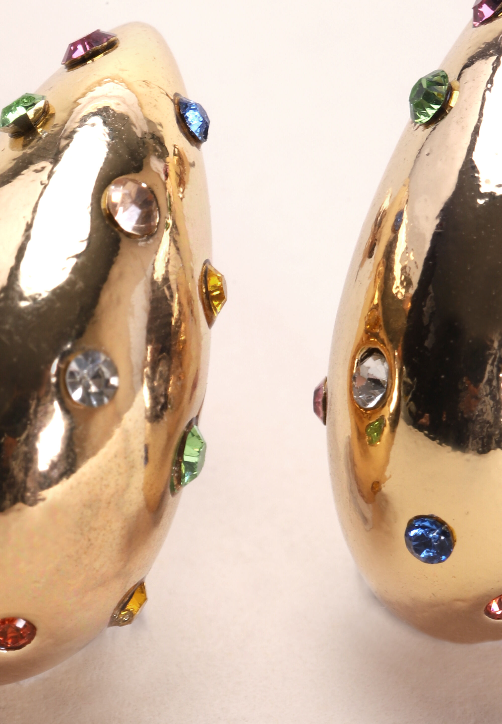 Womens Gold Teardrop Multi Gem Stud Earrings