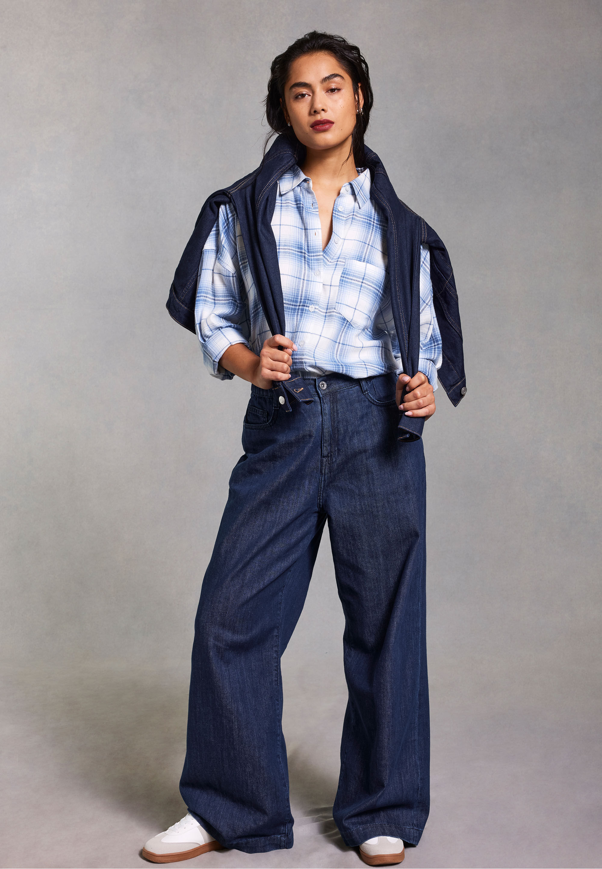 Womens Blue Check Western Shirt