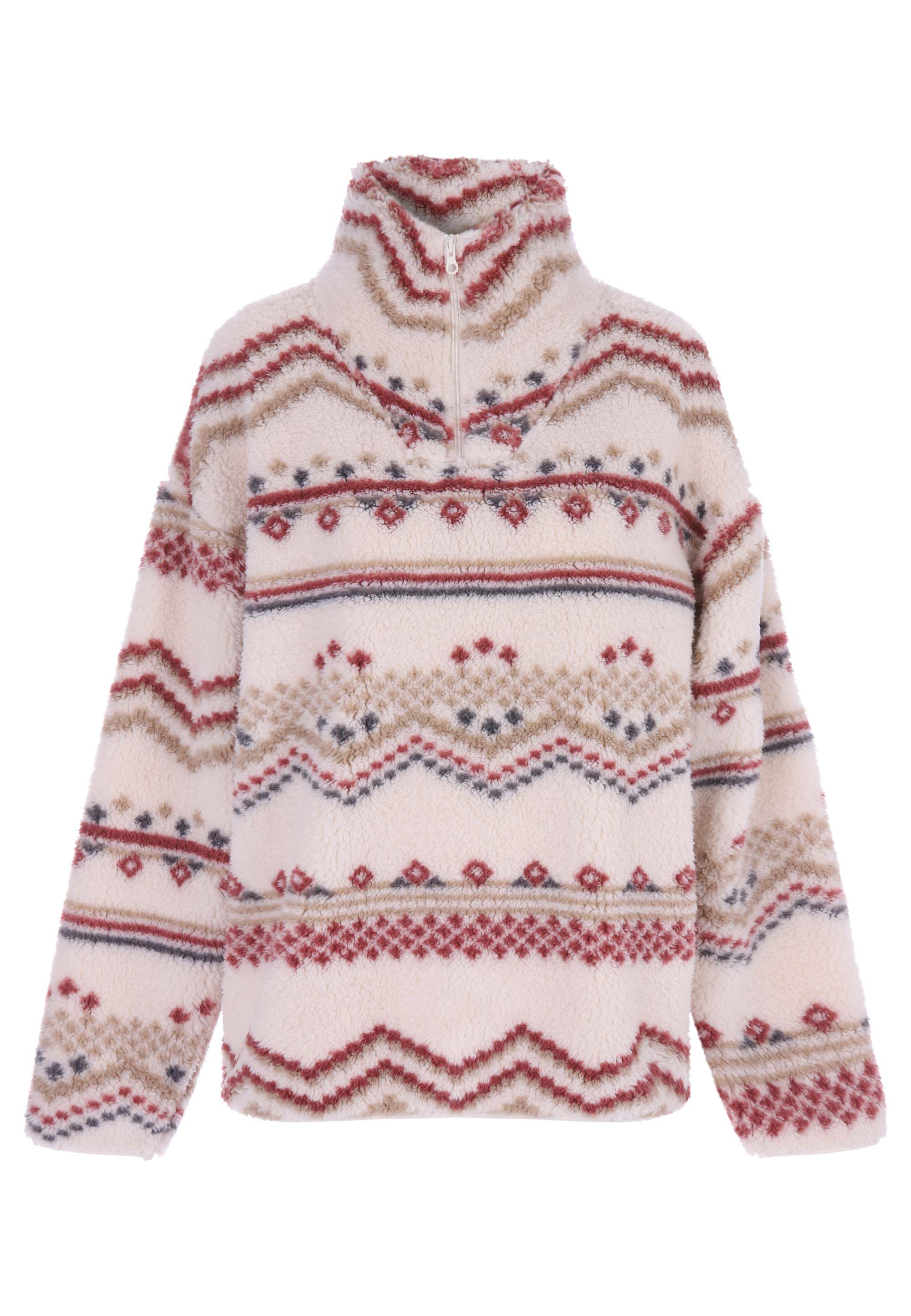 Womens Cream Fair Isle Long Sleeve Fleece