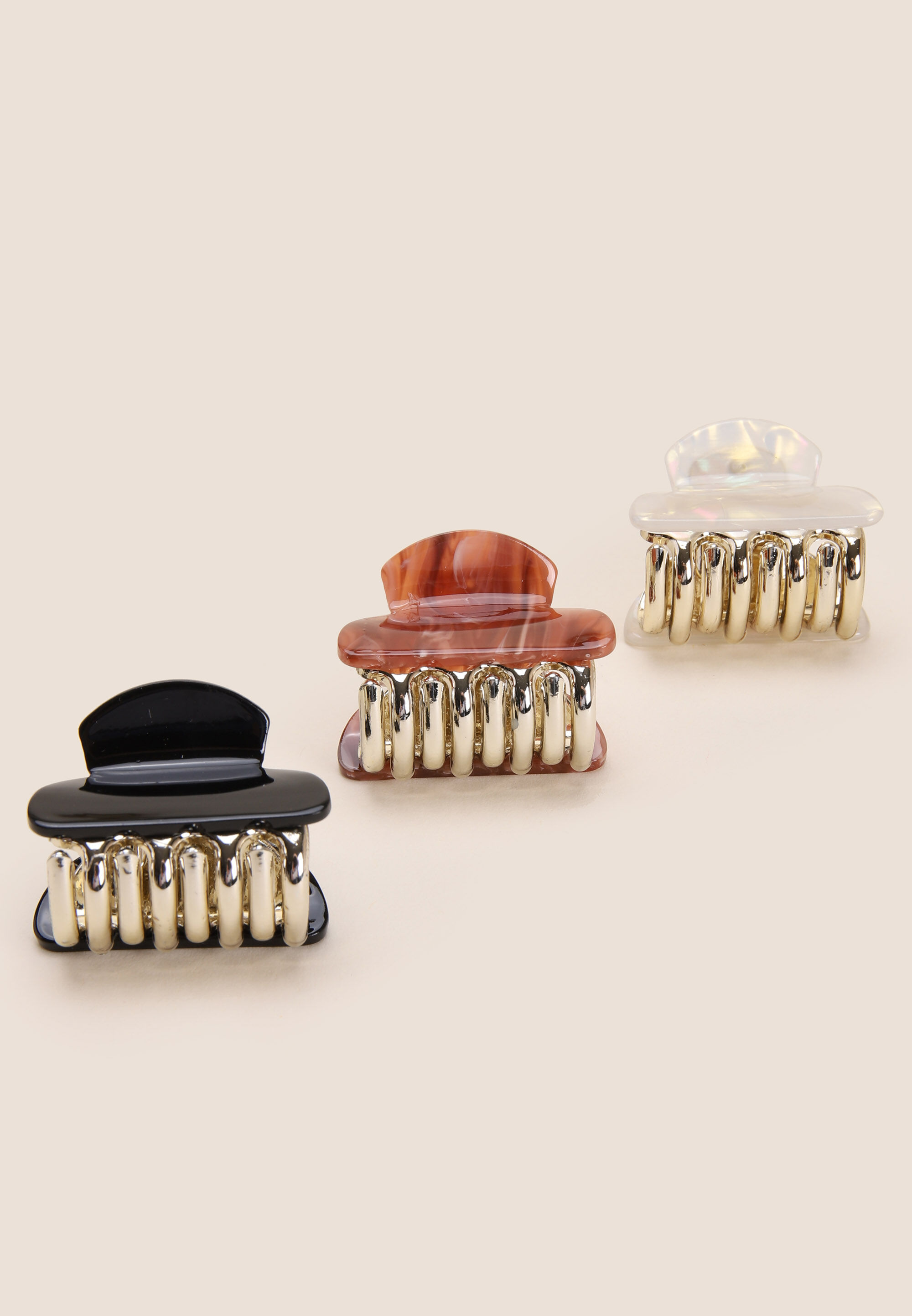 Womens 3pk Mini Bulldog Claw Clip