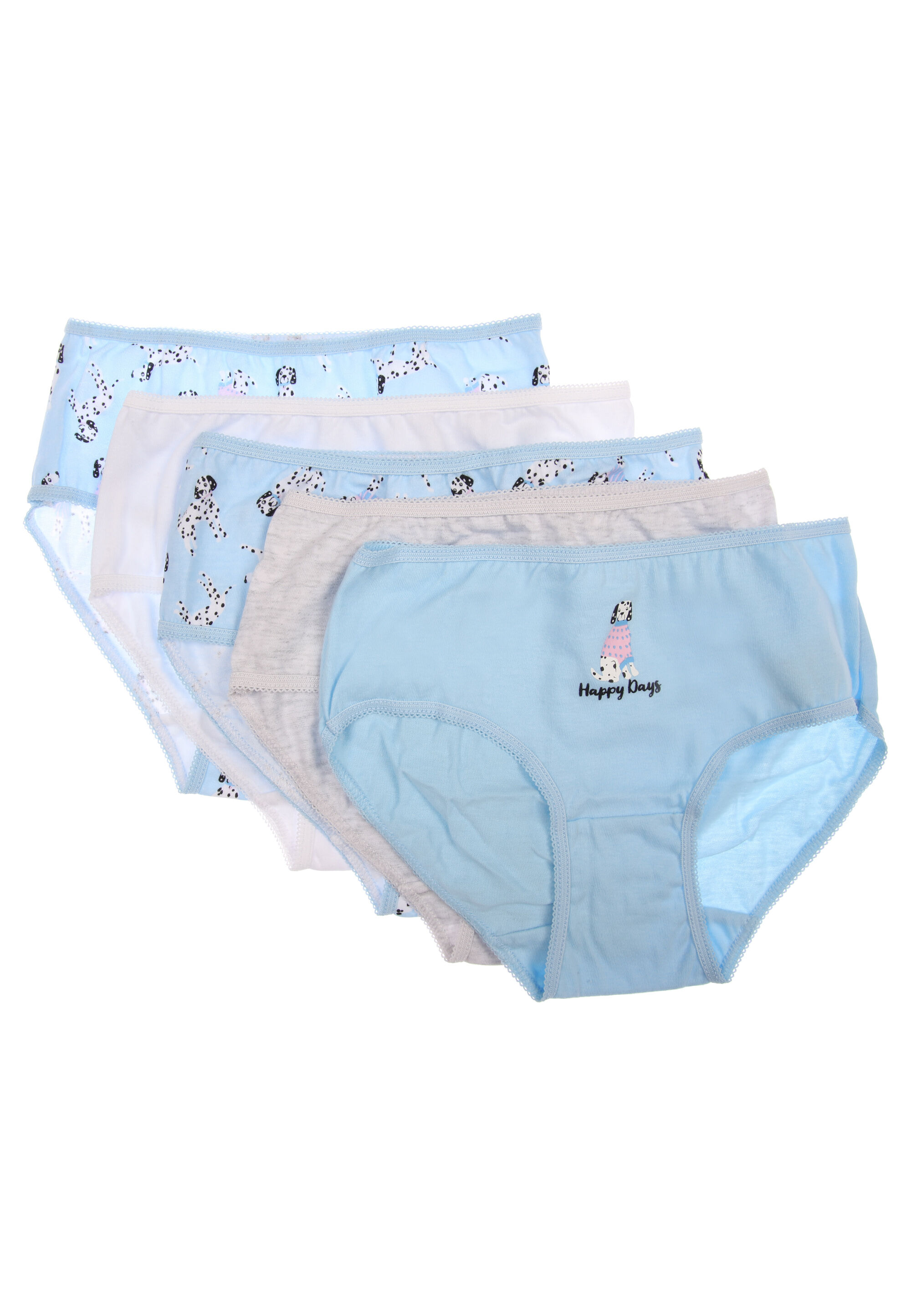 Younger Girls 5pk Blue Dog Print Briefs