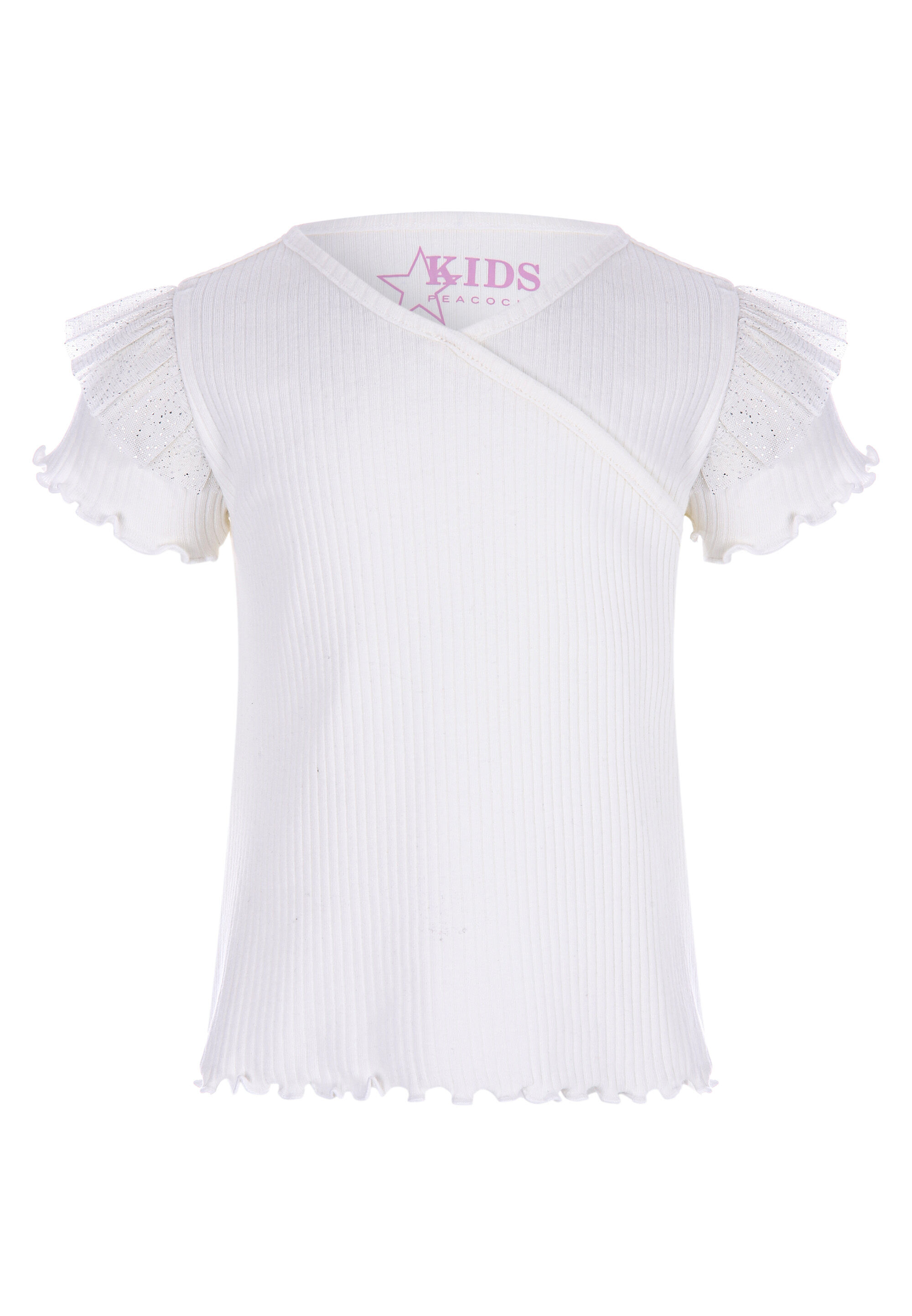 Younger Girls Cream Mesh Wrap Top