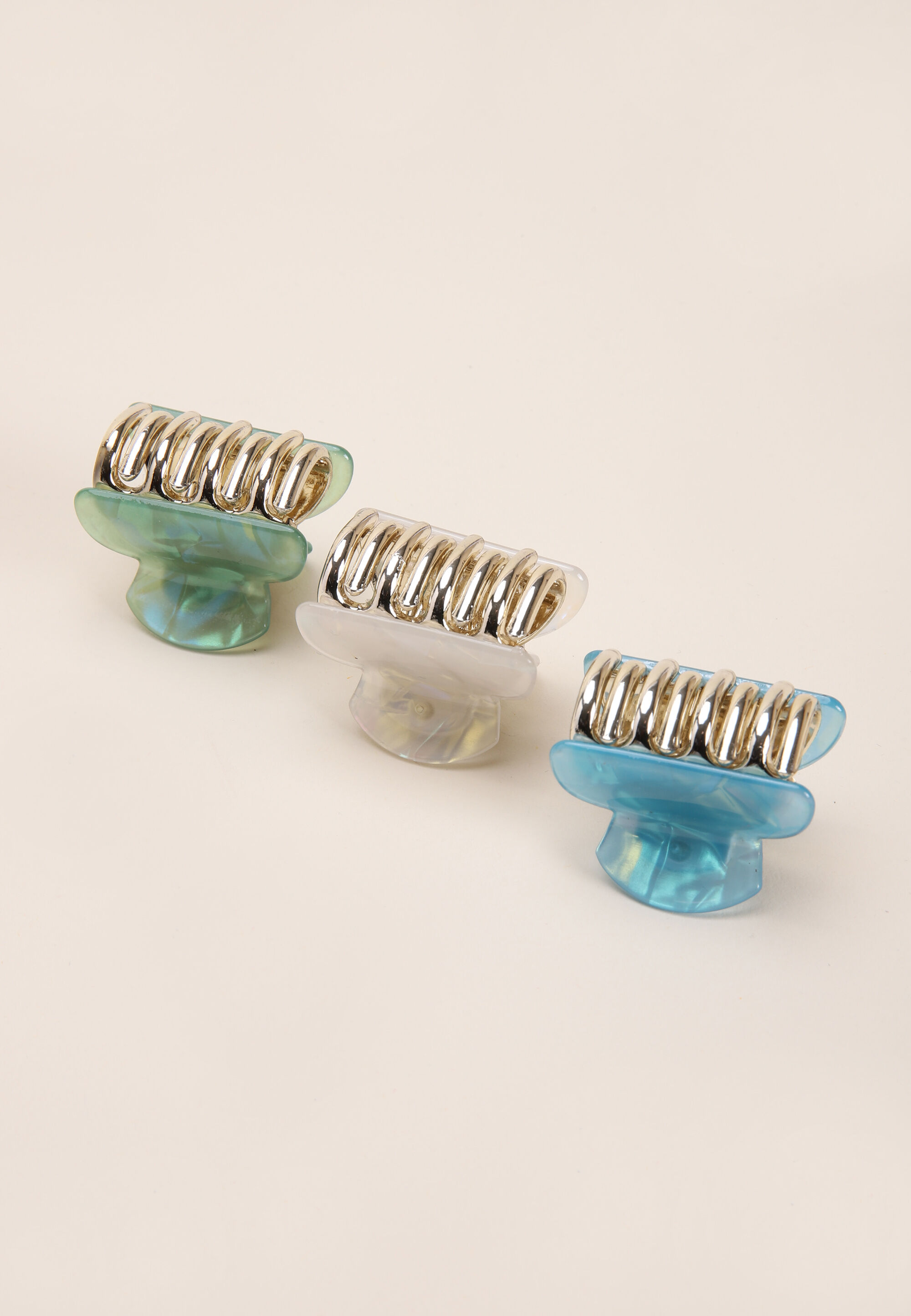 Womens Green 3pk Mini Bulldog Clips