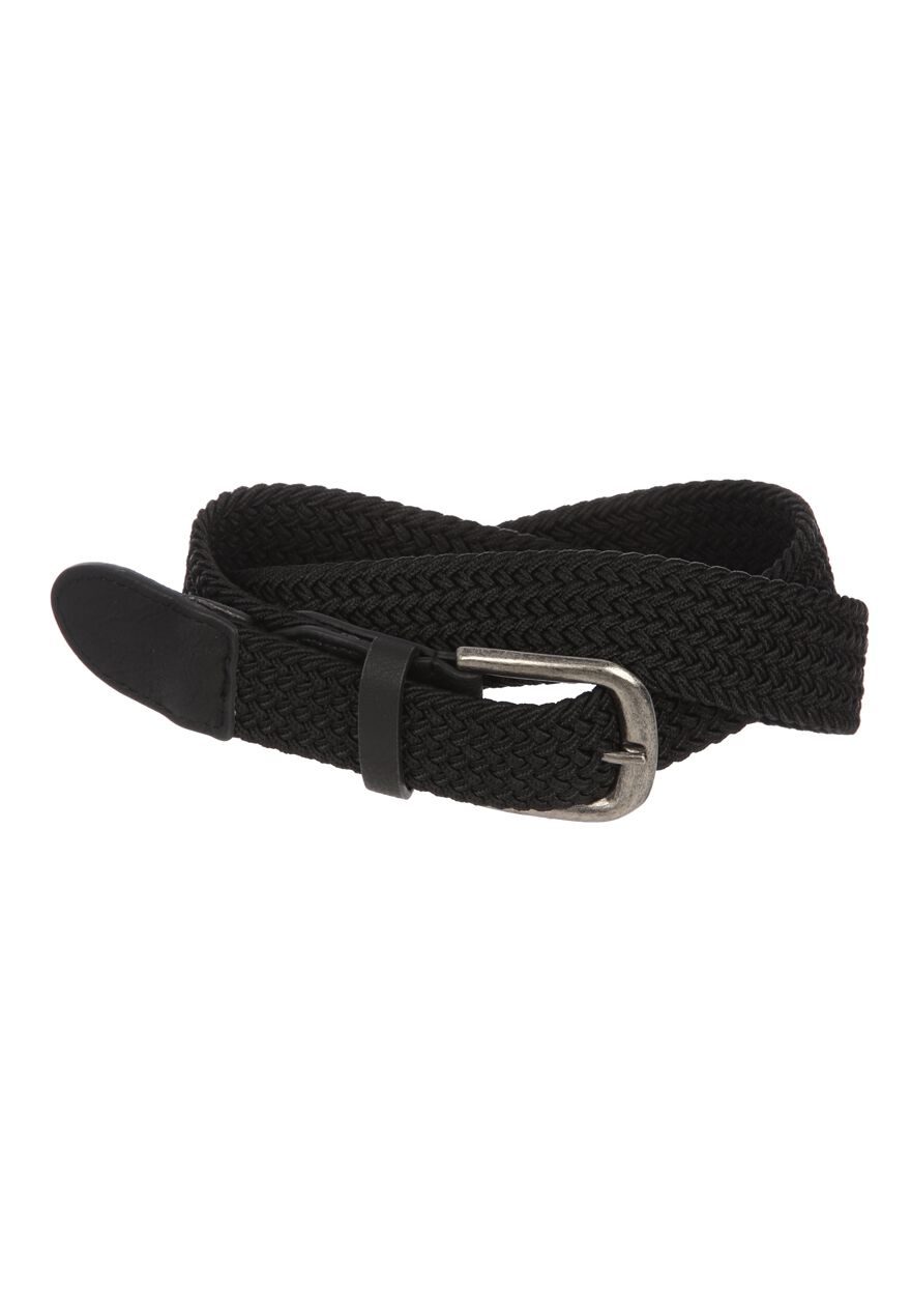 Mens Black Stretch Plait Belt