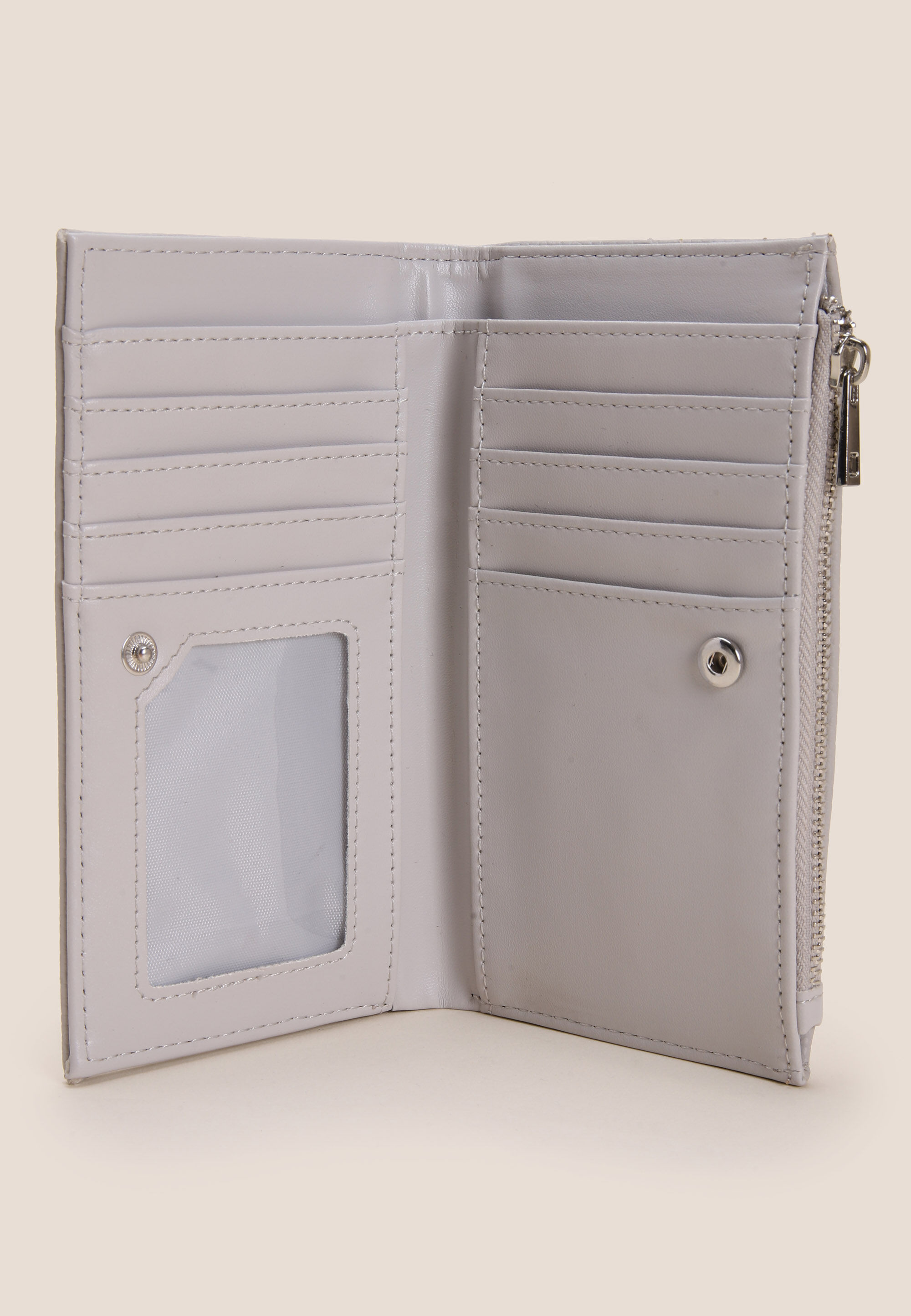 Womens Grey Slimline Textured Purse