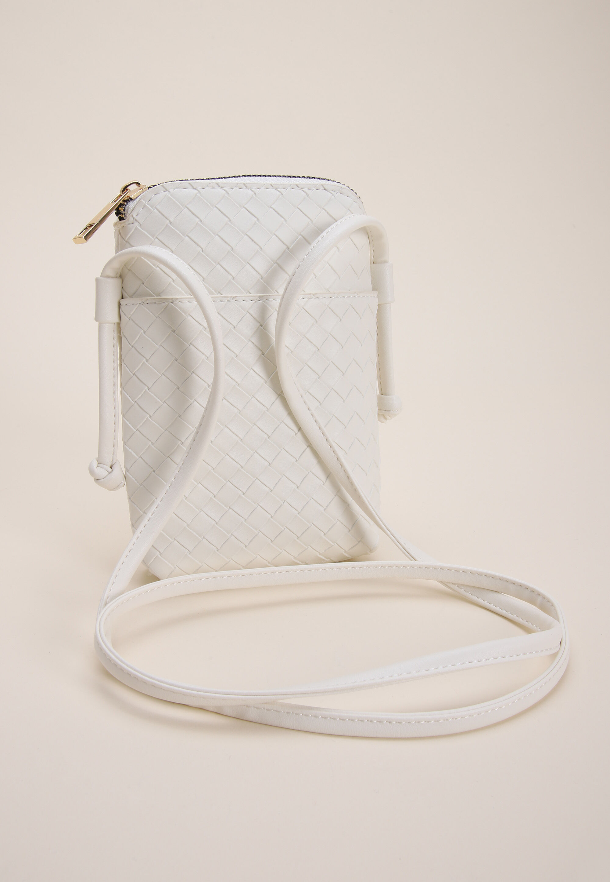 Womens Cream Woven Cross Body Phone Holder