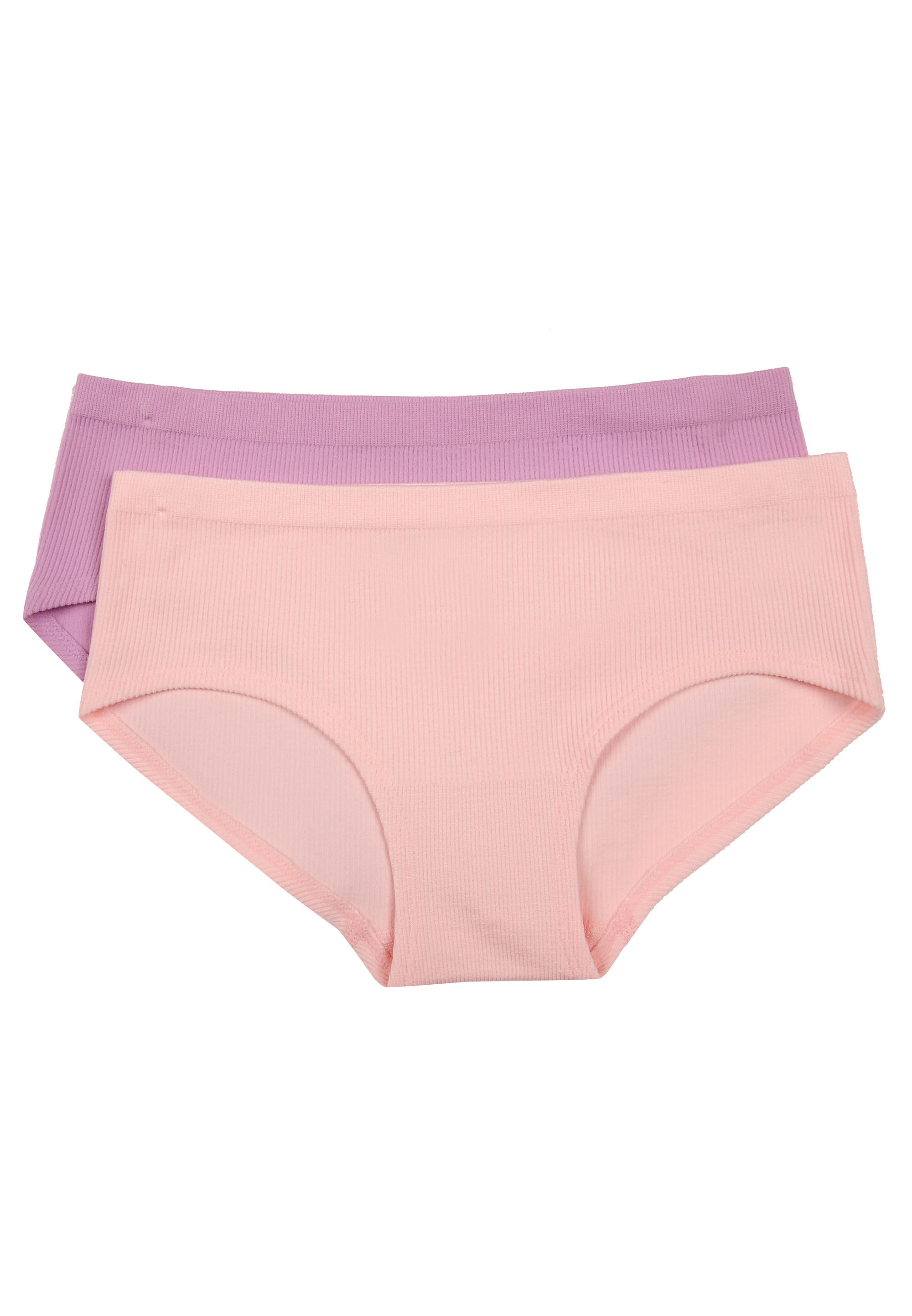 Older Girls 2pk Pink & Lilac Ribbed Briefs