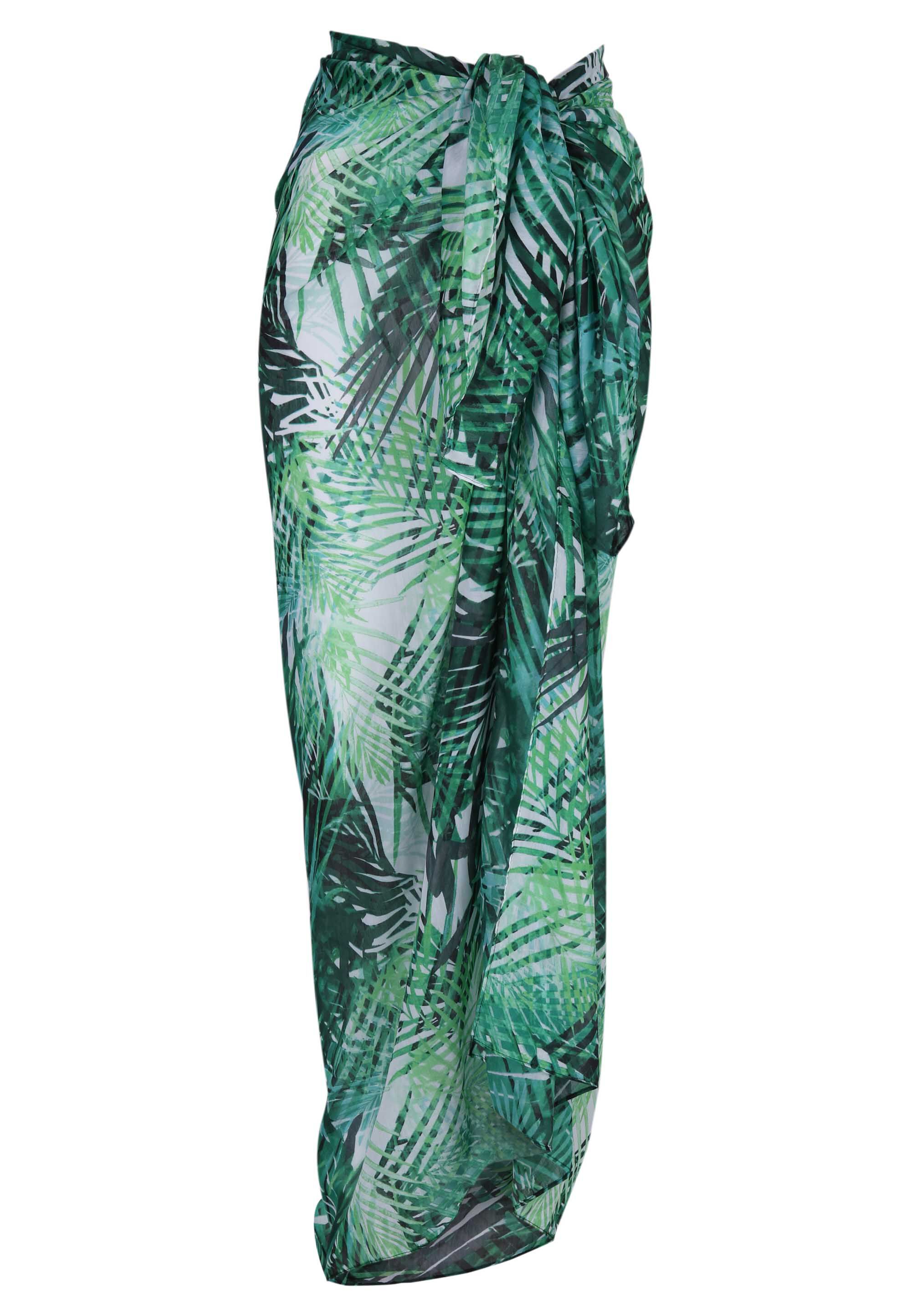Womens Green Leaf Print Sarong