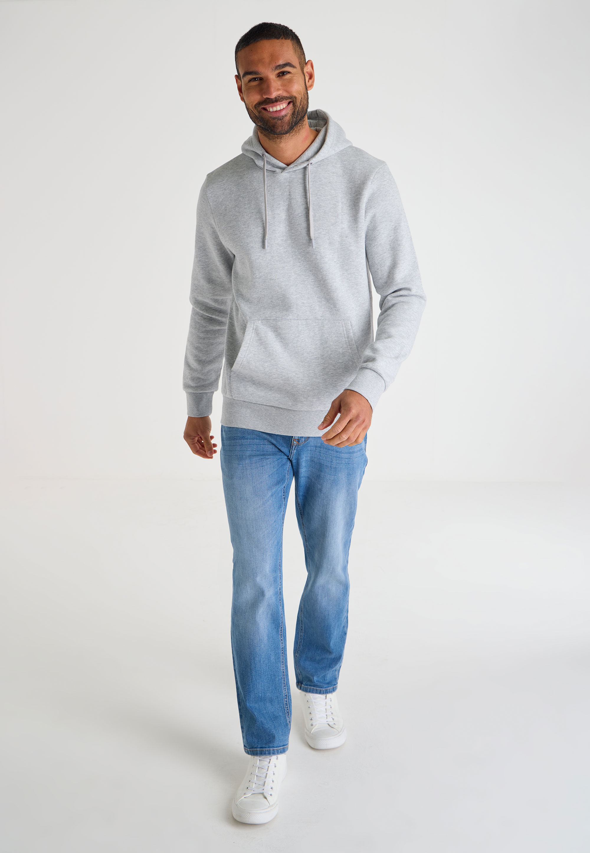Mens Grey Plain Hoodie Sweatshirt