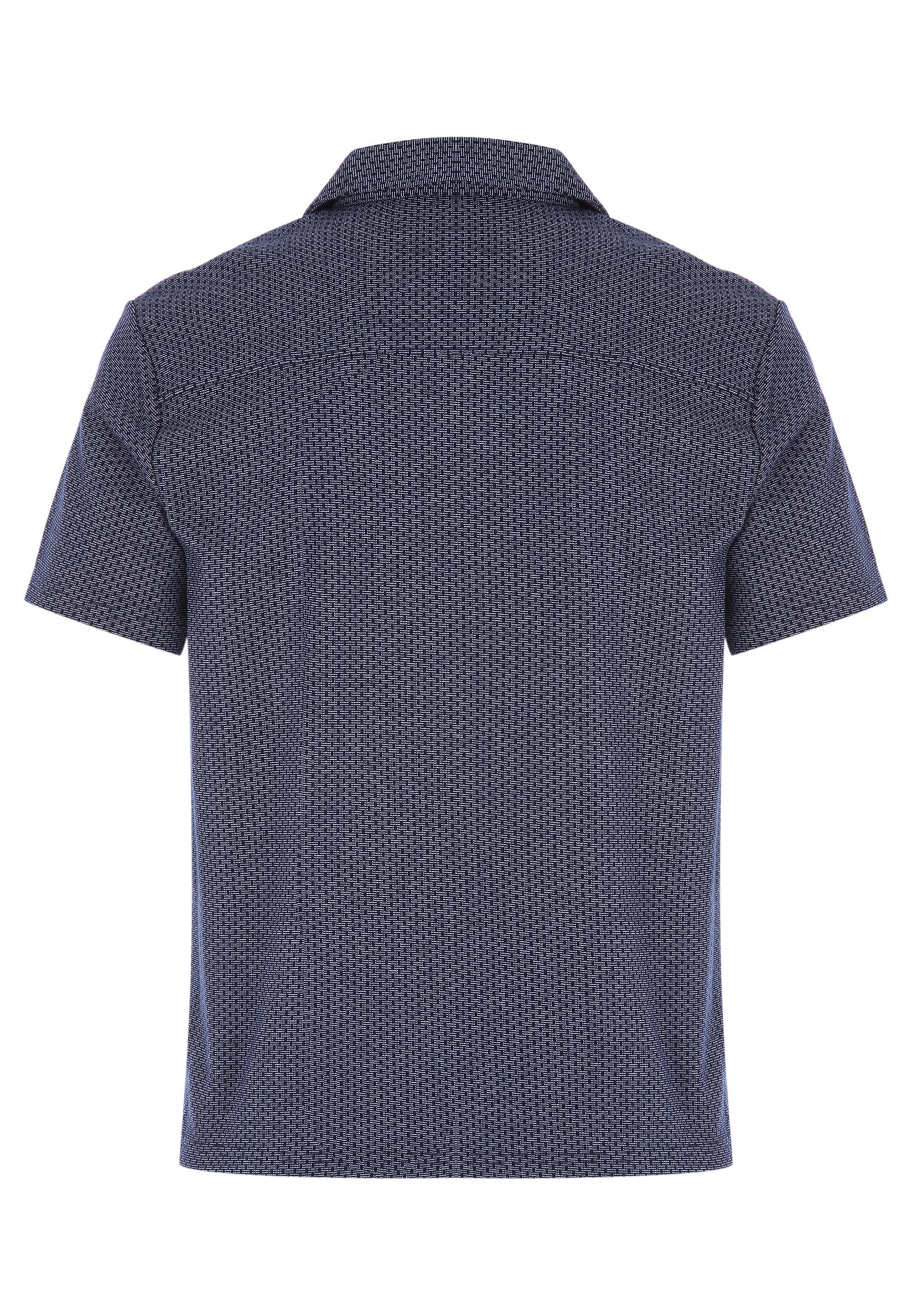 Mens Navy Jacquard Jersey Short Sleeve Shirt