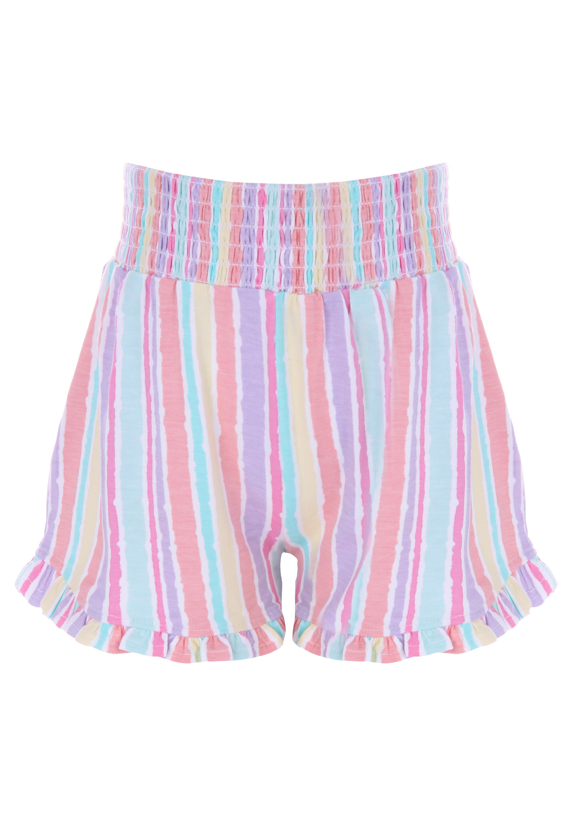 Younger Girls Pink Stripe Frill Shorts