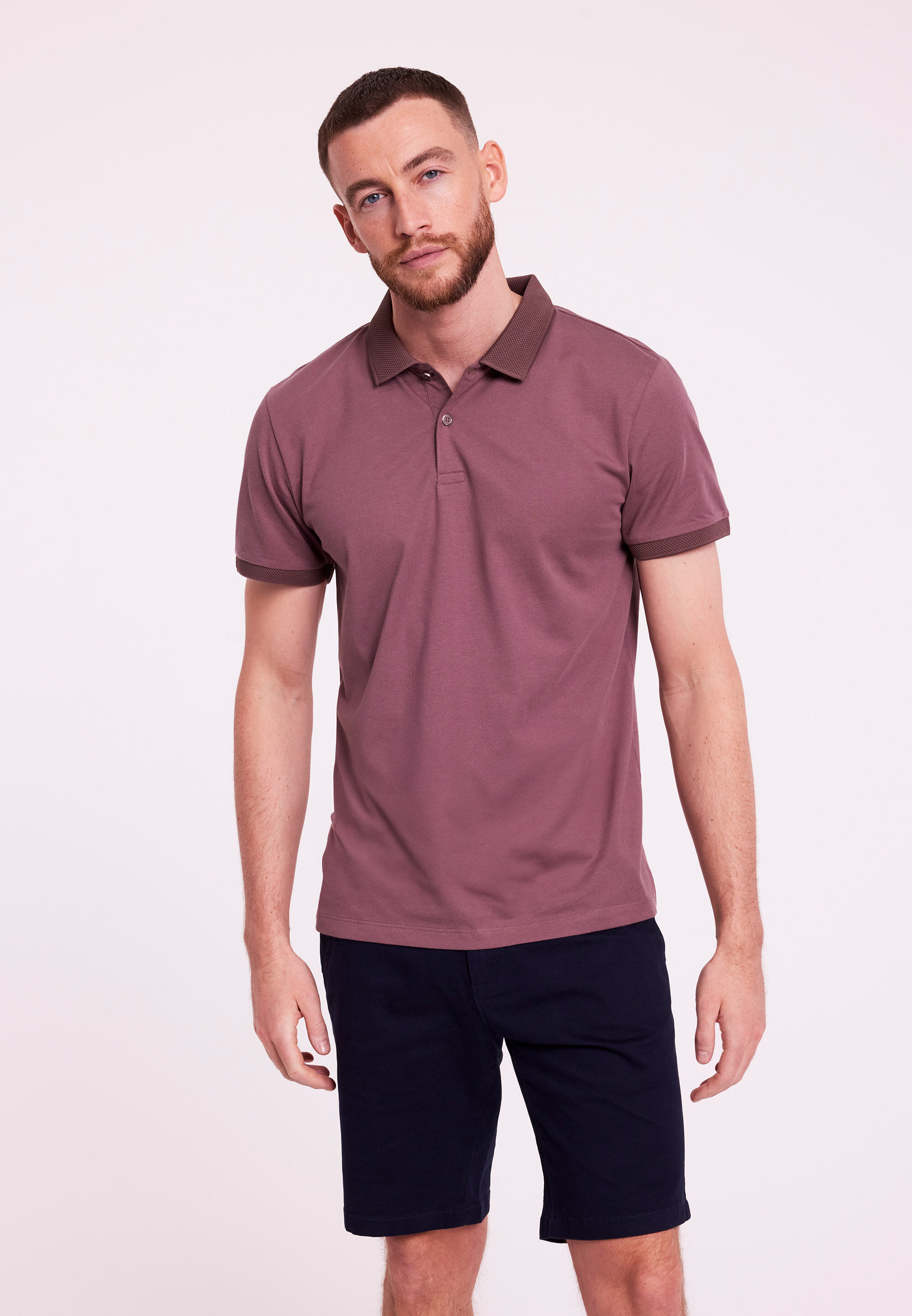 Mens Purple Plain Short Sleeve Polo Shirt
