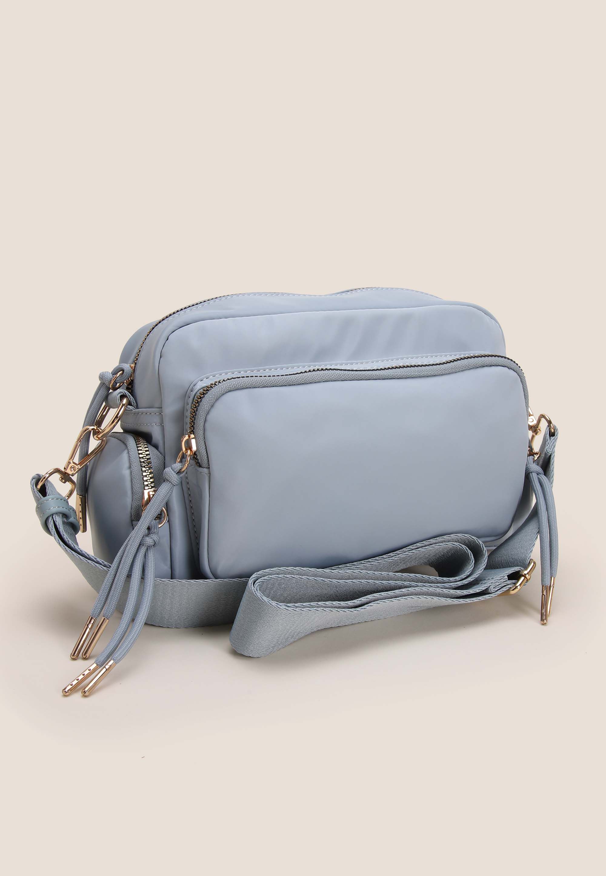 Womens Plain Blue Nylon Camera Bag