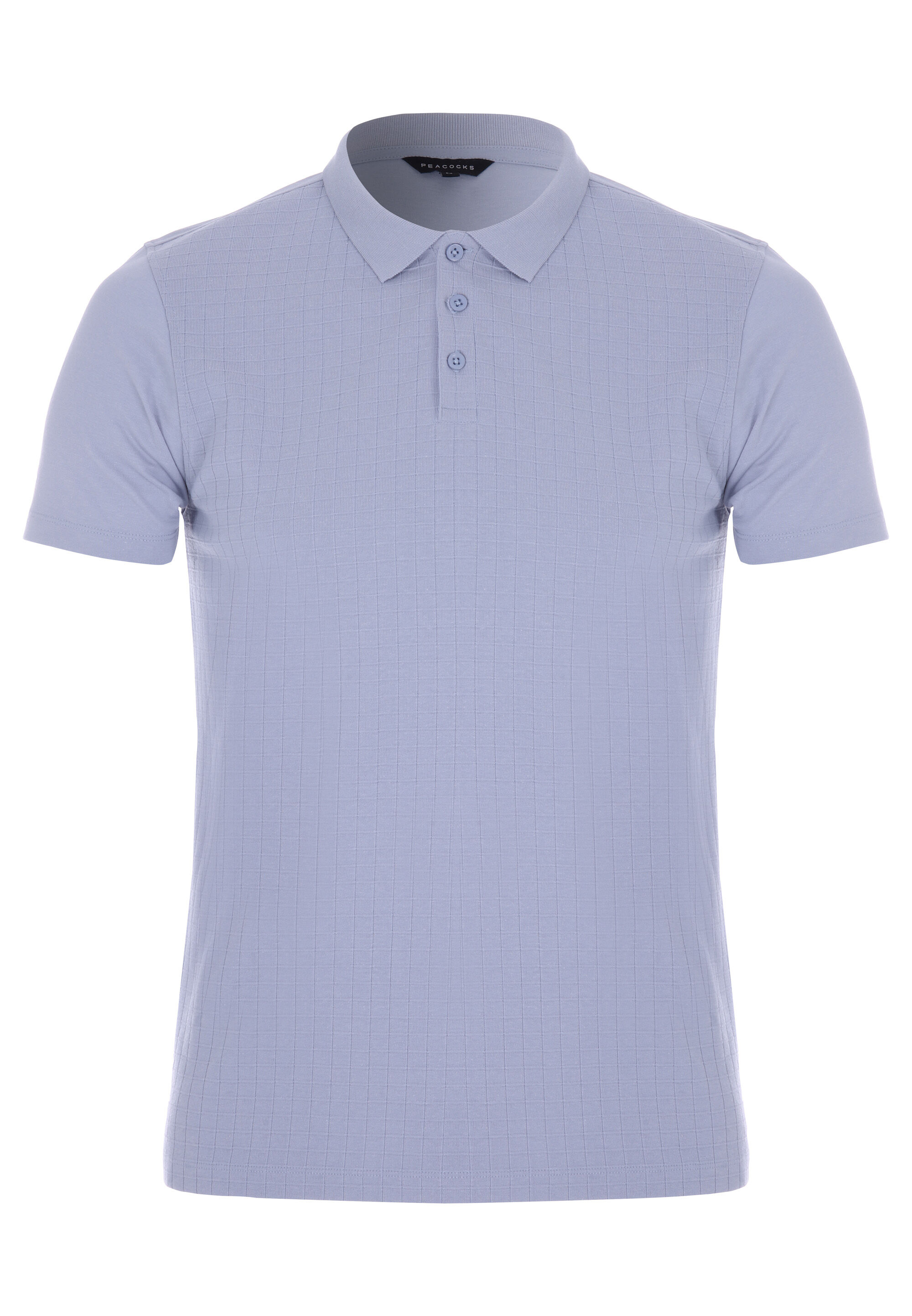 Mens Light Blue Textured Polo Shirt