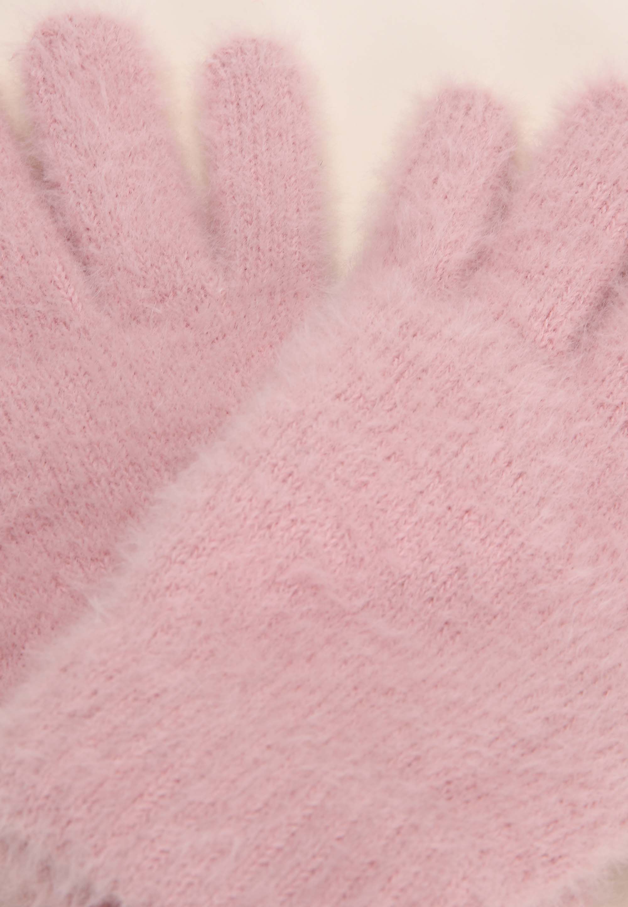 Womens Pink Eyelash Knit Gloves