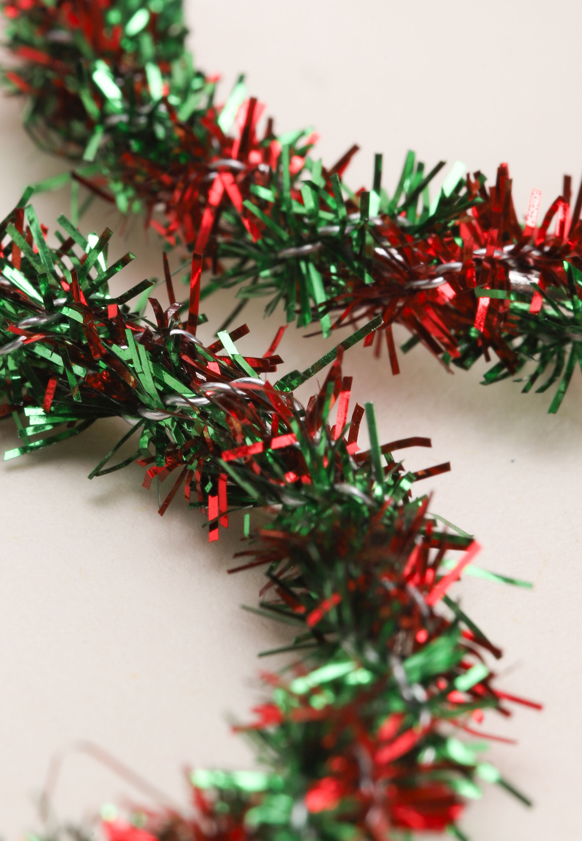 Womens Green & Red Christmas Tinsel Hoop Earrings