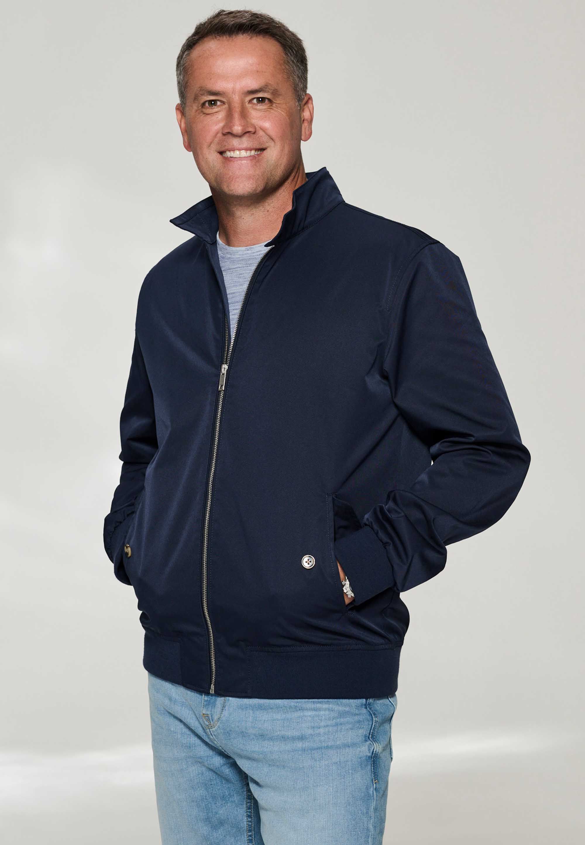 Mens Navy Plain Harrington Jacket
