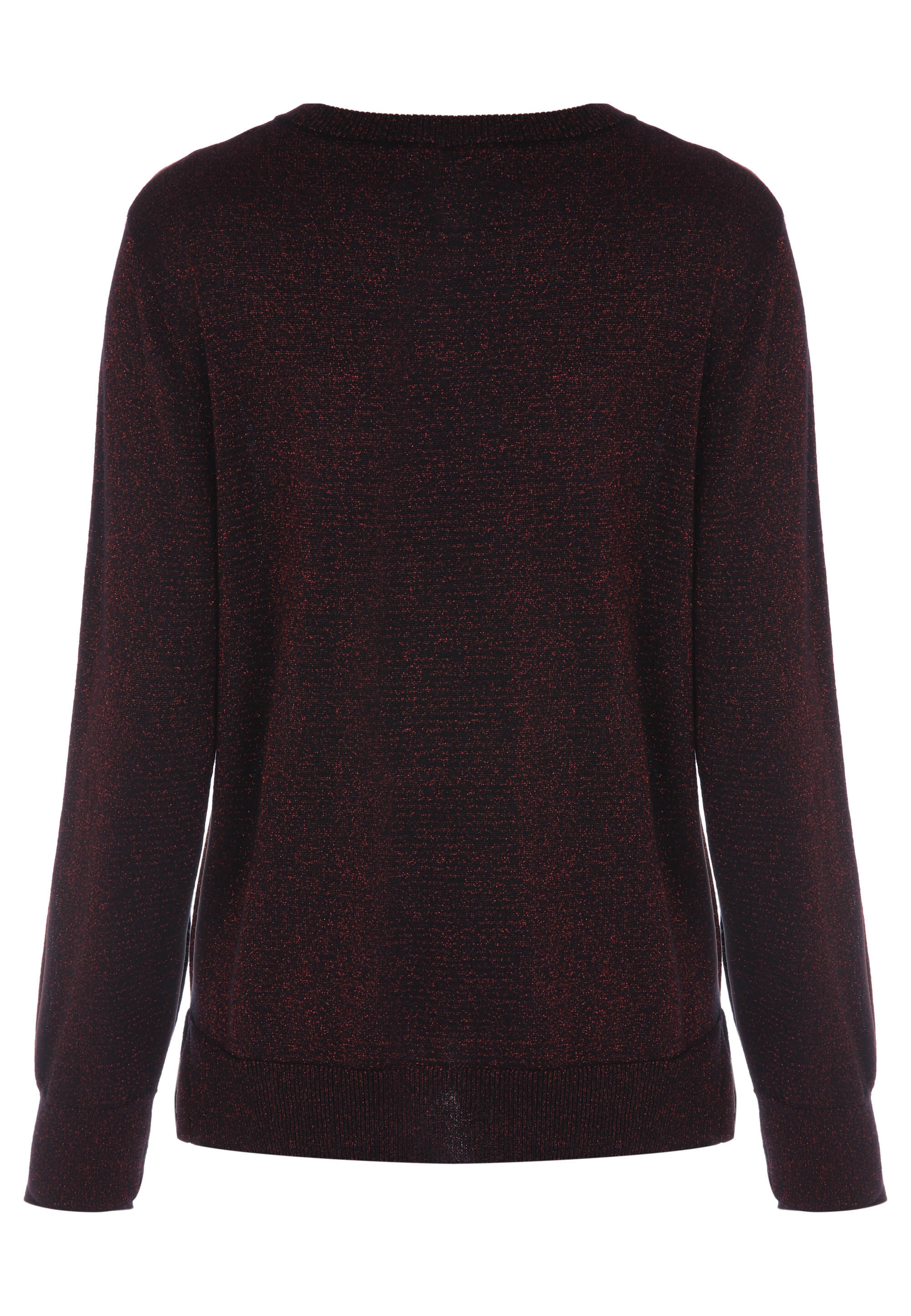 Womens Red Lurex Crew Neck Jumper