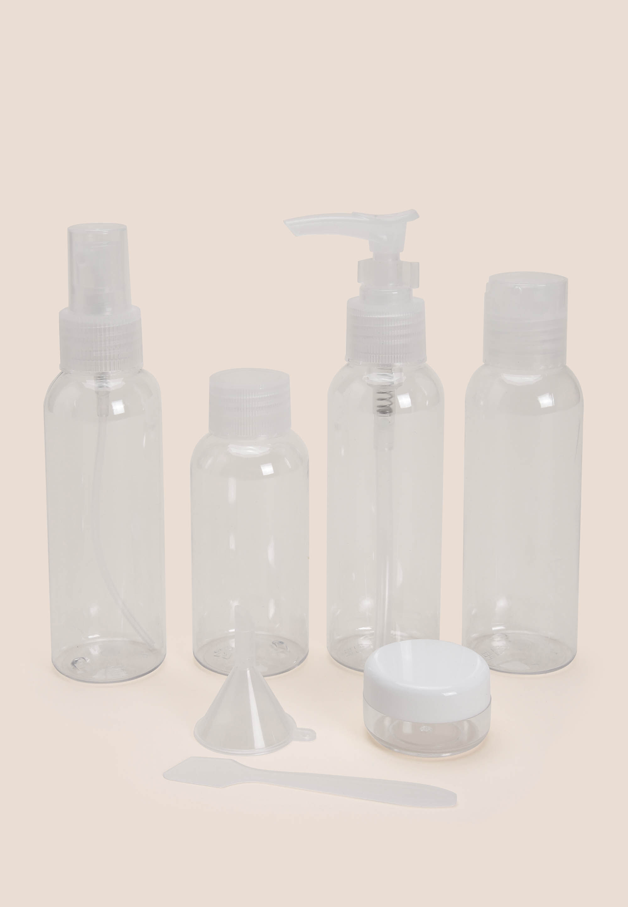 Womens White & Transparent Travel Bottle Set