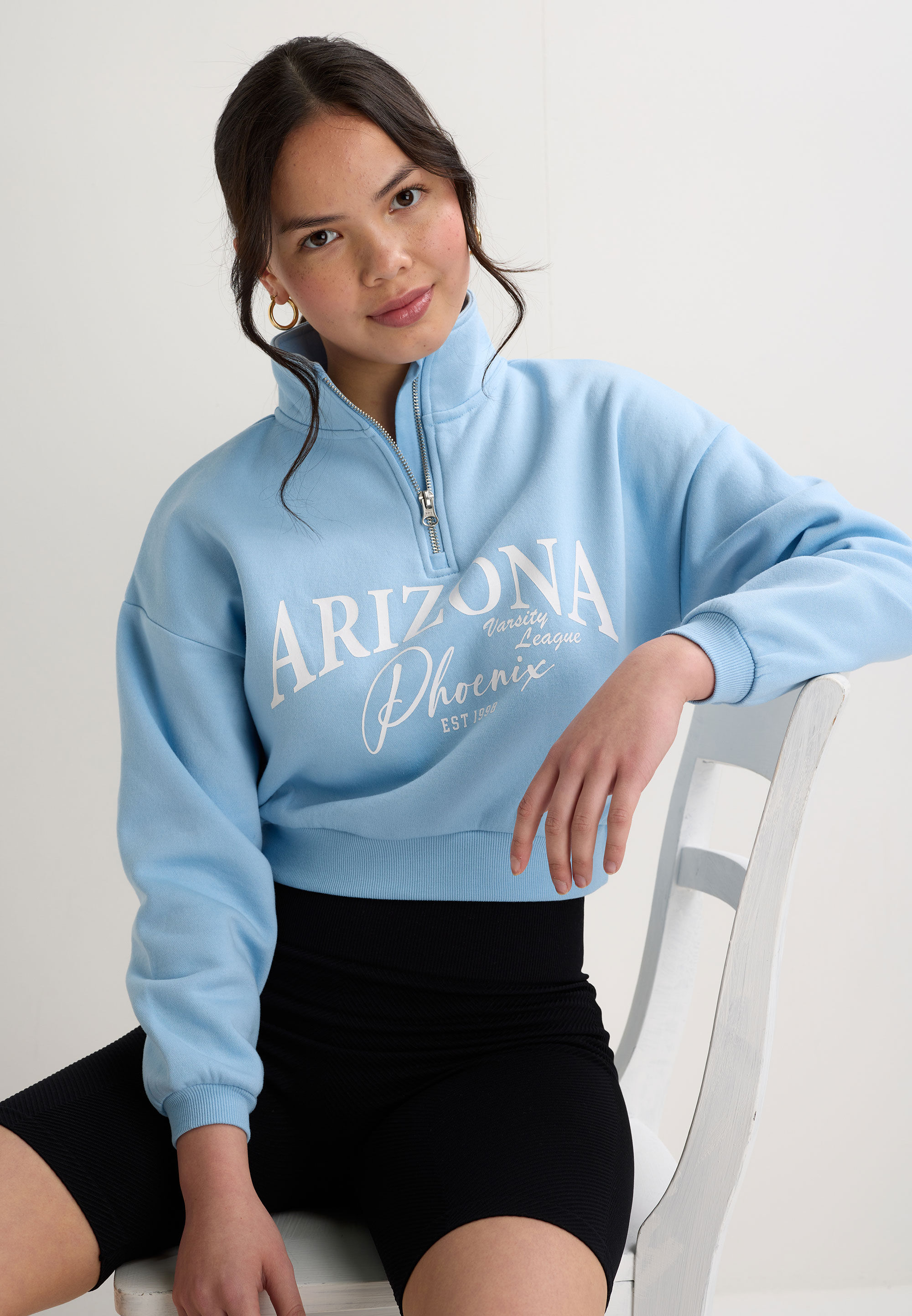 Older Girls Blue Arizona Half Zip Sweatshirt