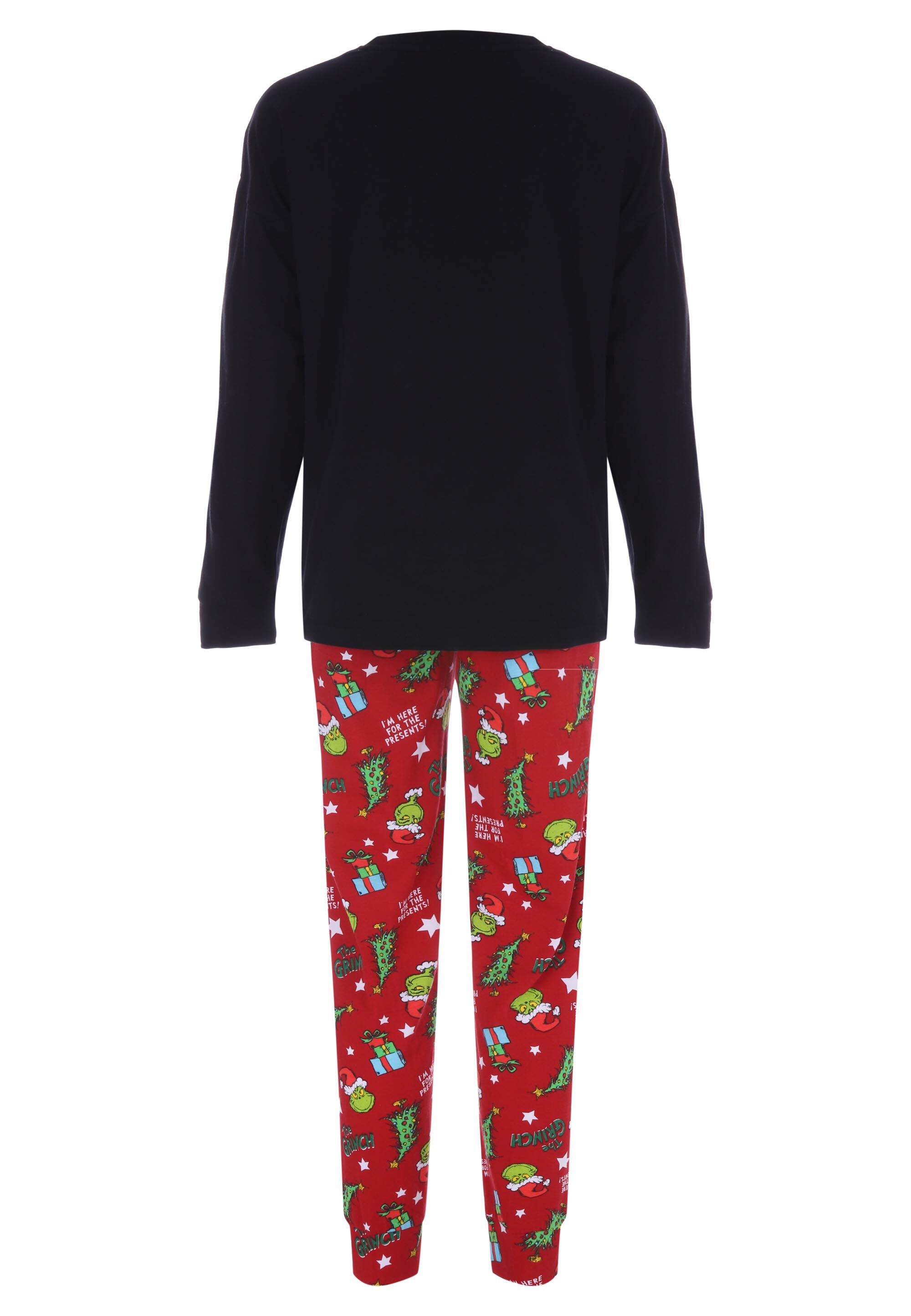 Unisex Childrens Black & Red Grinch Christmas Pyjama Set
