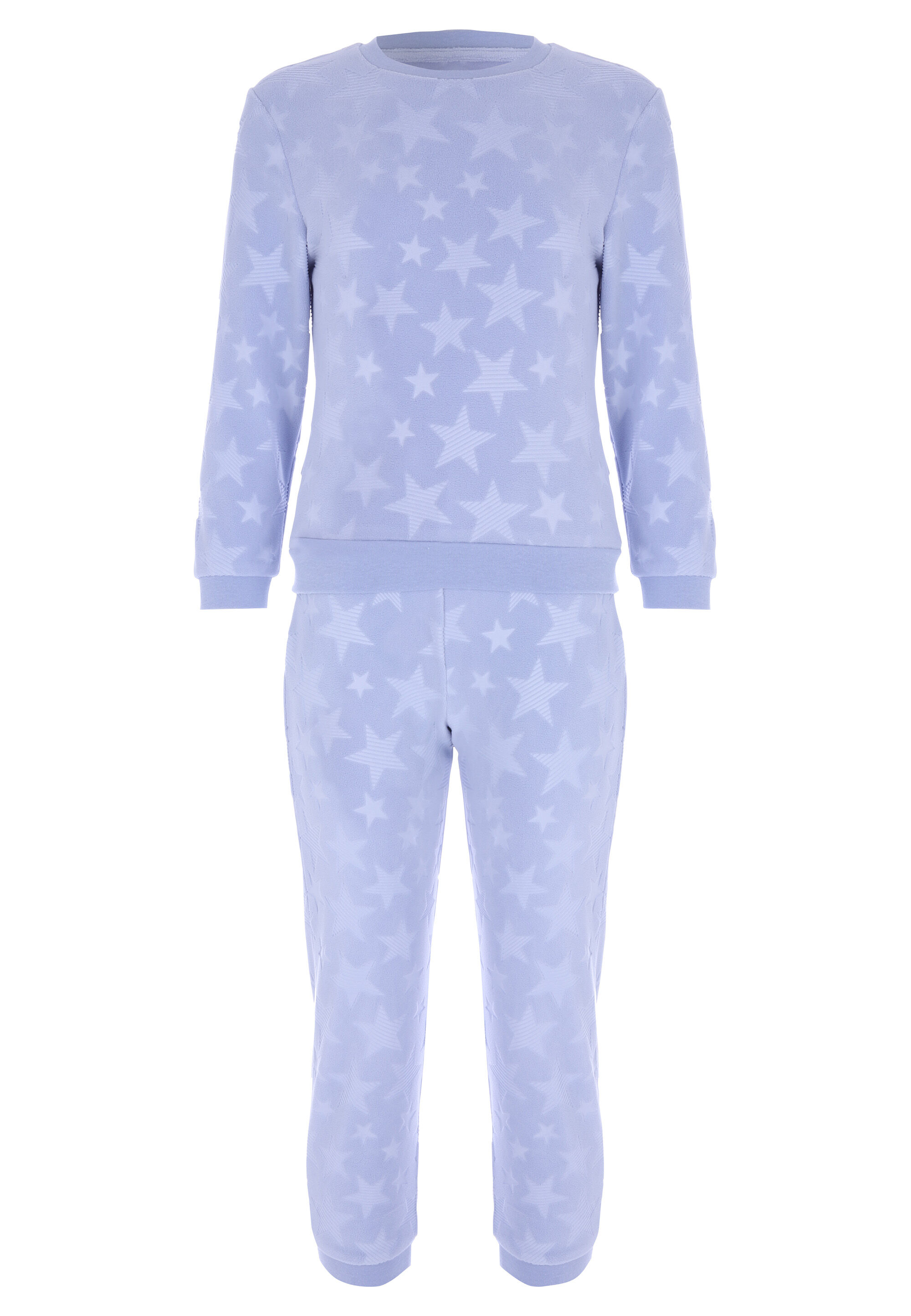 Girls Blue Fleece Star Print Pyjama Set