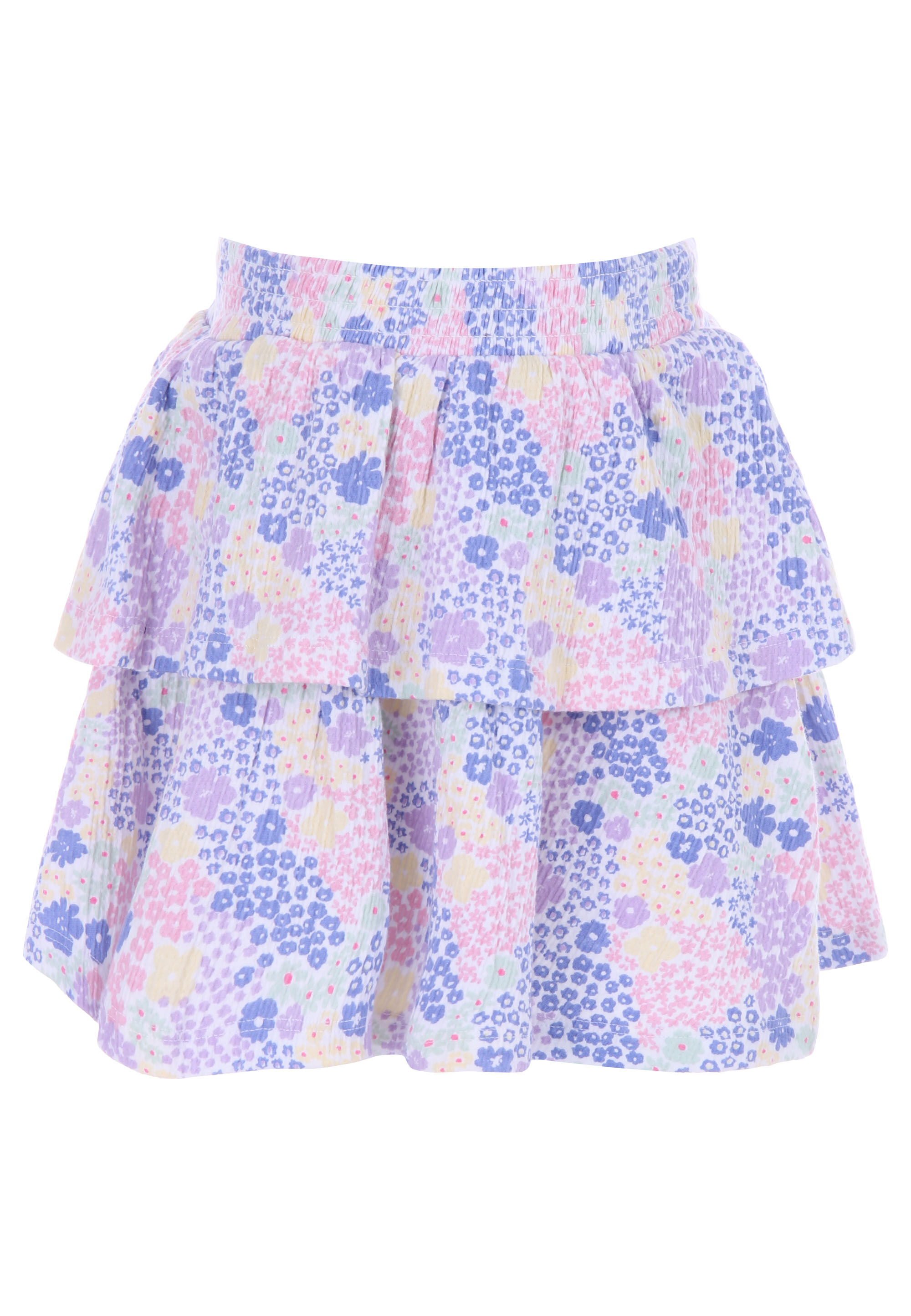 Younger Girls White Floral Print T-Shirt & Skirt Set