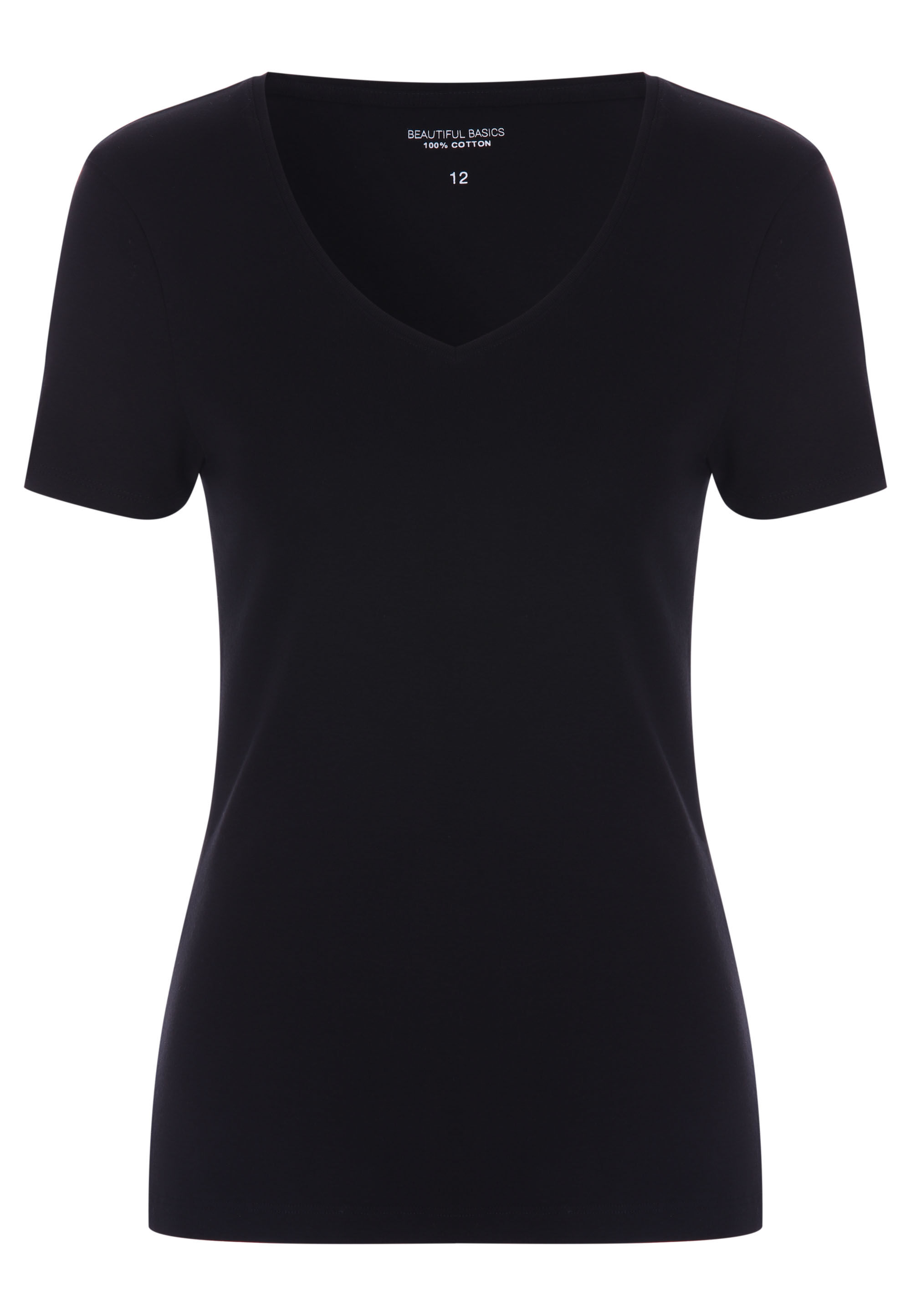 Womens Black Fitted V-Neck Top