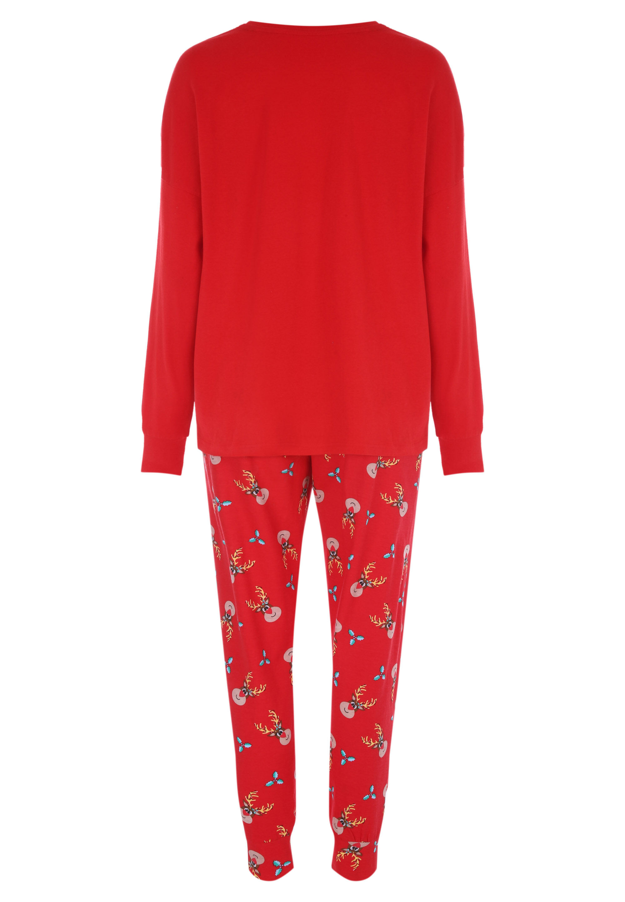 Womens Red Reindeer Christmas Family Pyjama Set